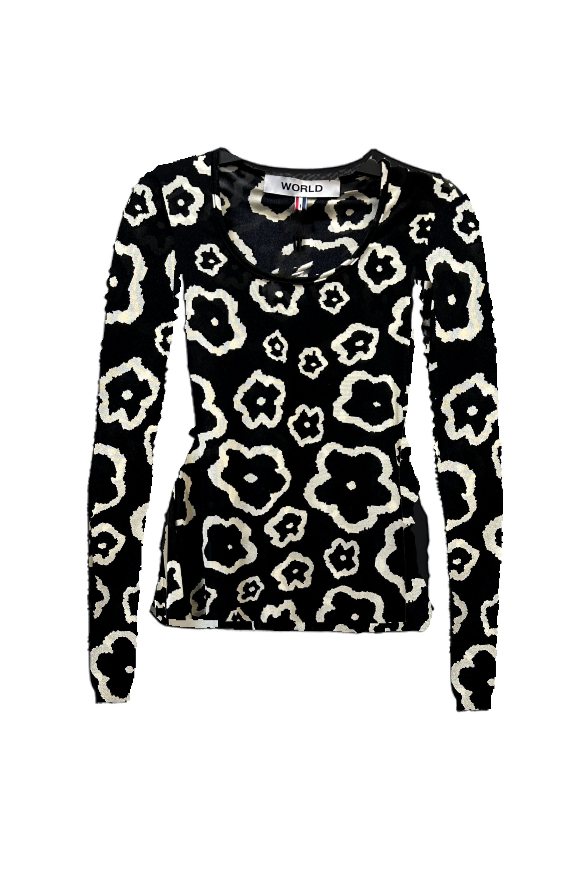 WORLD 5052a Octo Top 2024 Black White Flowers