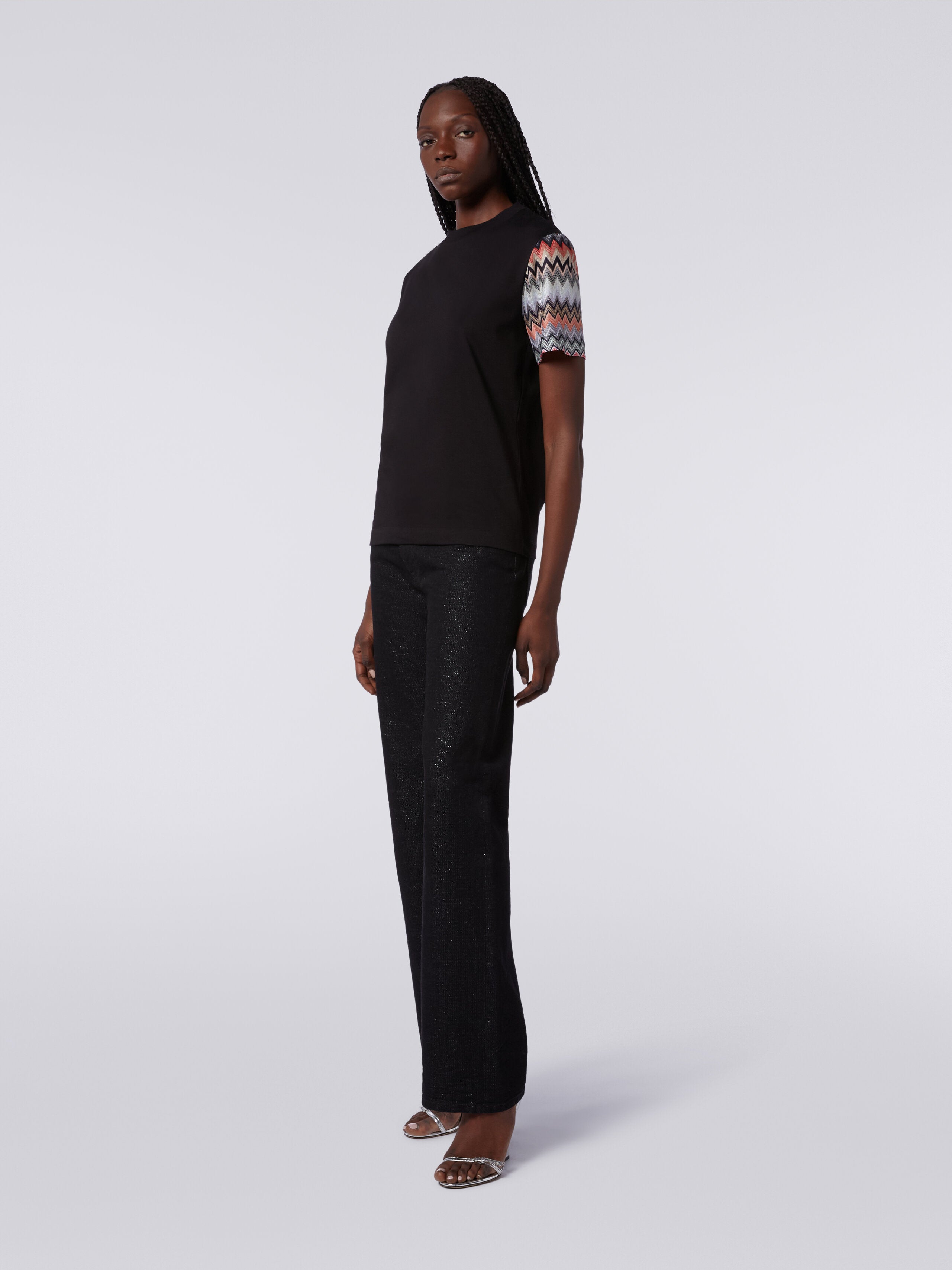 Missoni Short Sleeve Black  T with Zigzag Sleeves - DS24SL03-BJ00JU