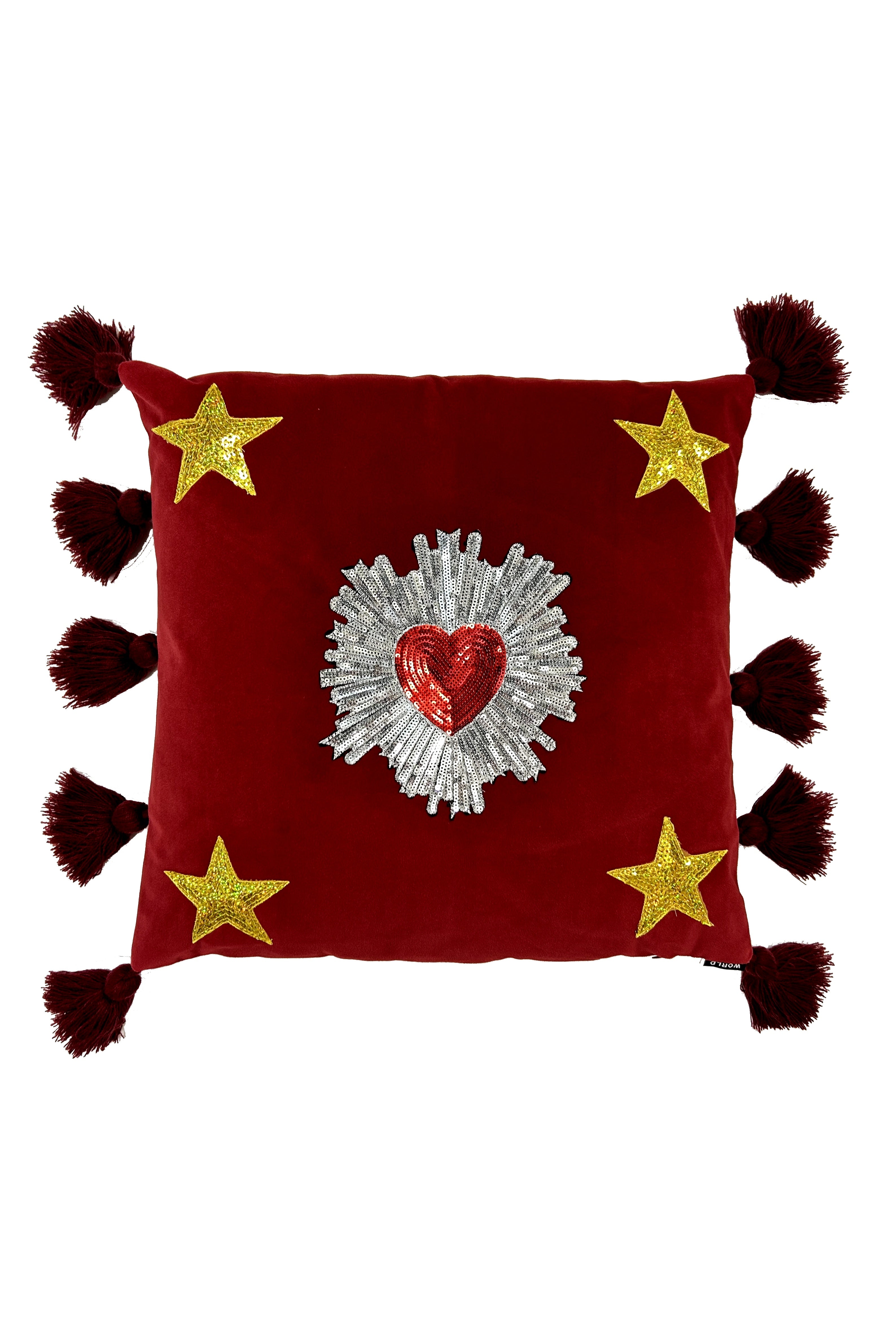 WORLD Velvet Cushion Red w/Heart