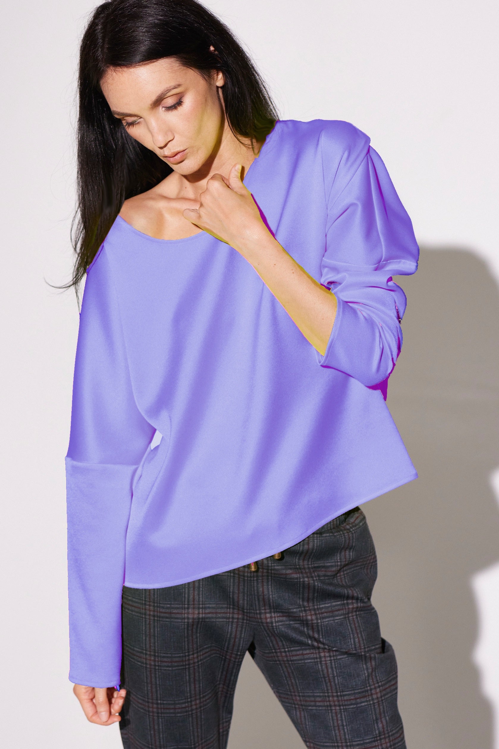 WORLD 5566 Romance Long Sleeve Top Lilac Satin