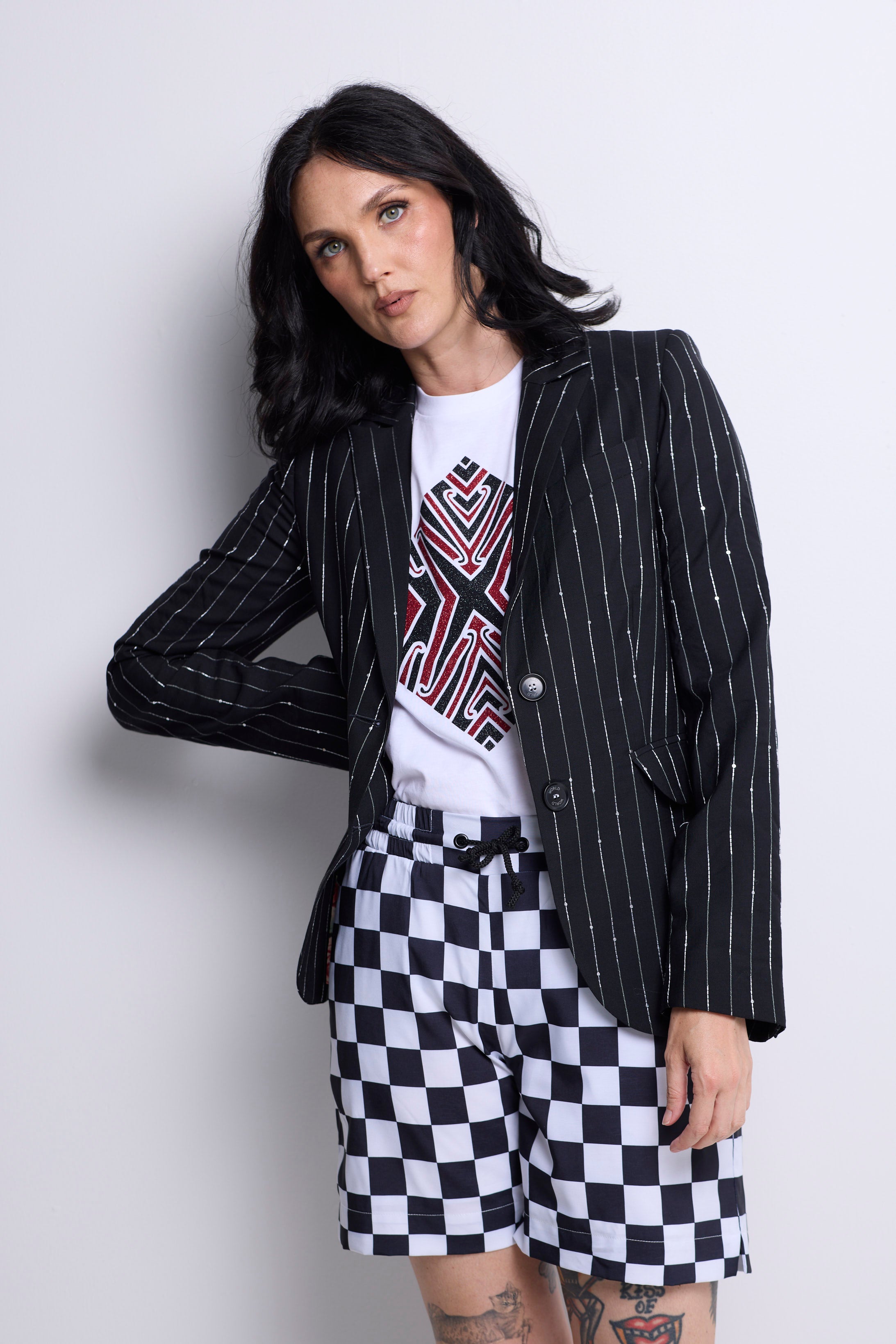 WORLD 5621 Latitude Shorts Black & White Check