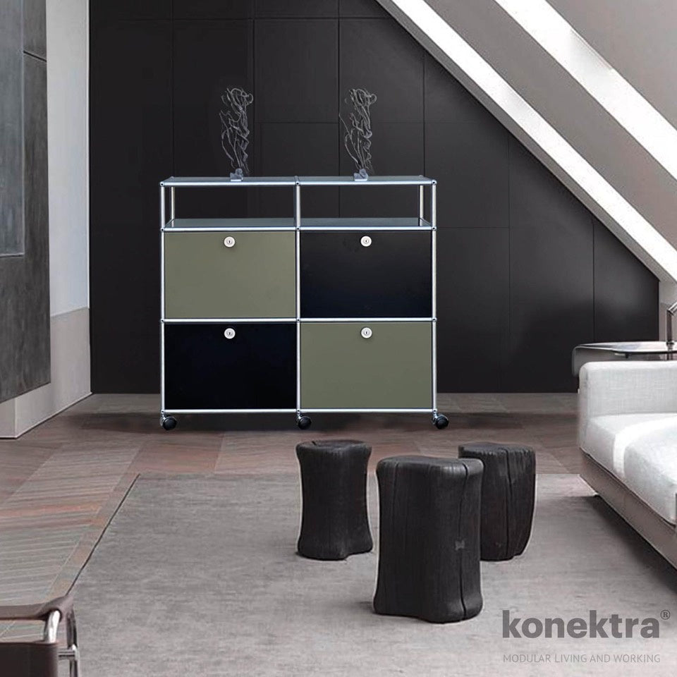 Konektra - 6 Unit - Green & Black with Matt Chrome Frame & Castors