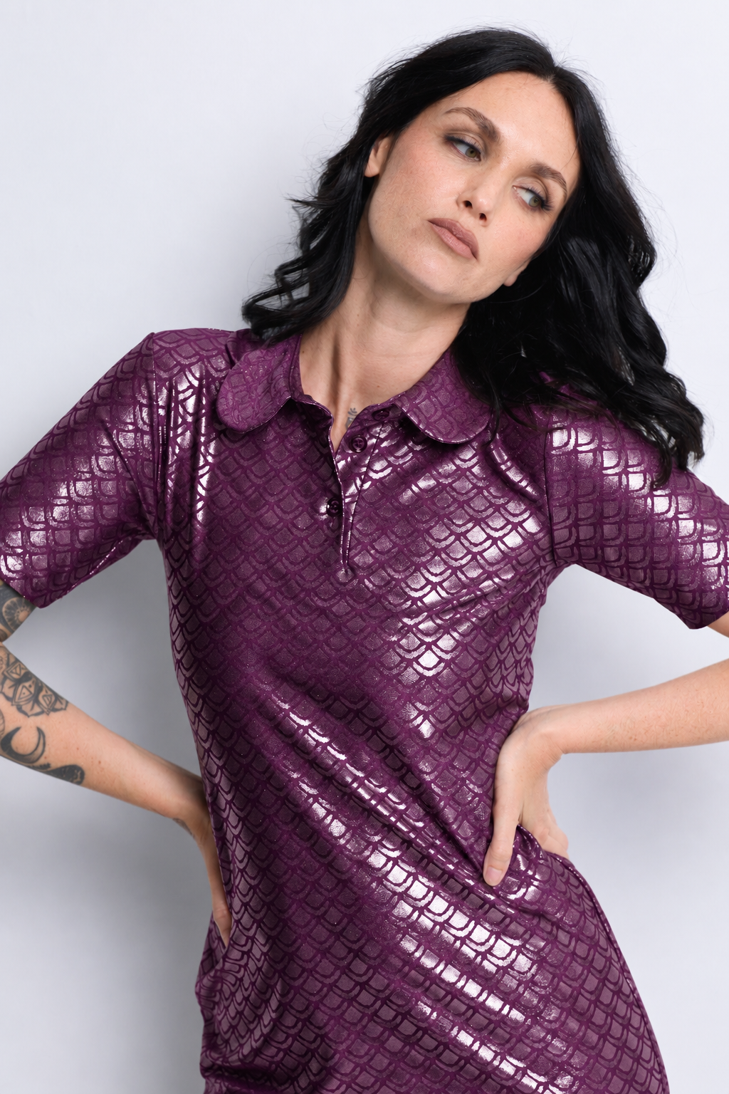WORLD 5626 Peplos Extended Polo Shirt (Mini Dress) Maroon