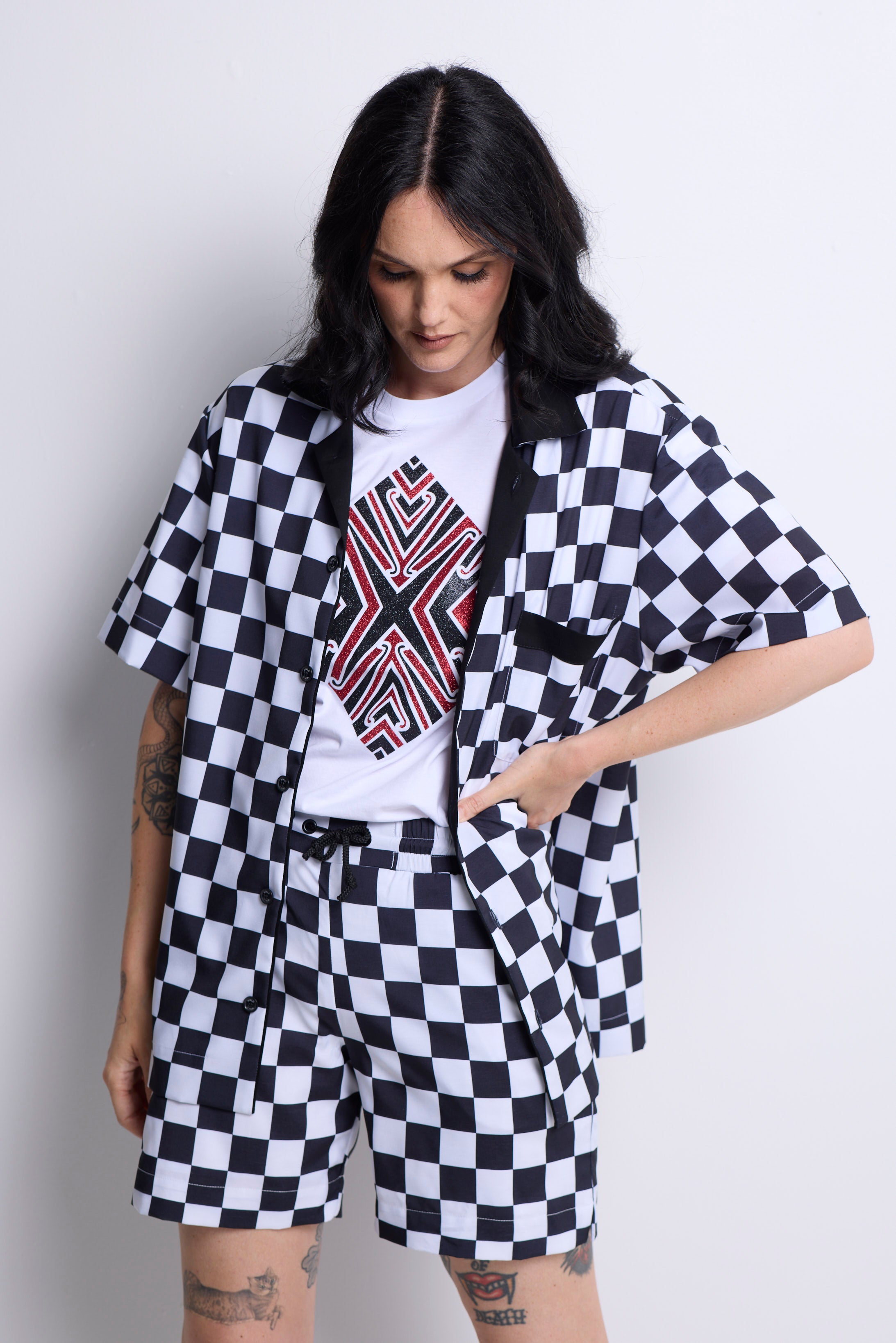 WORLD 5628 Latitude Short Sleeve Shirt Black Check