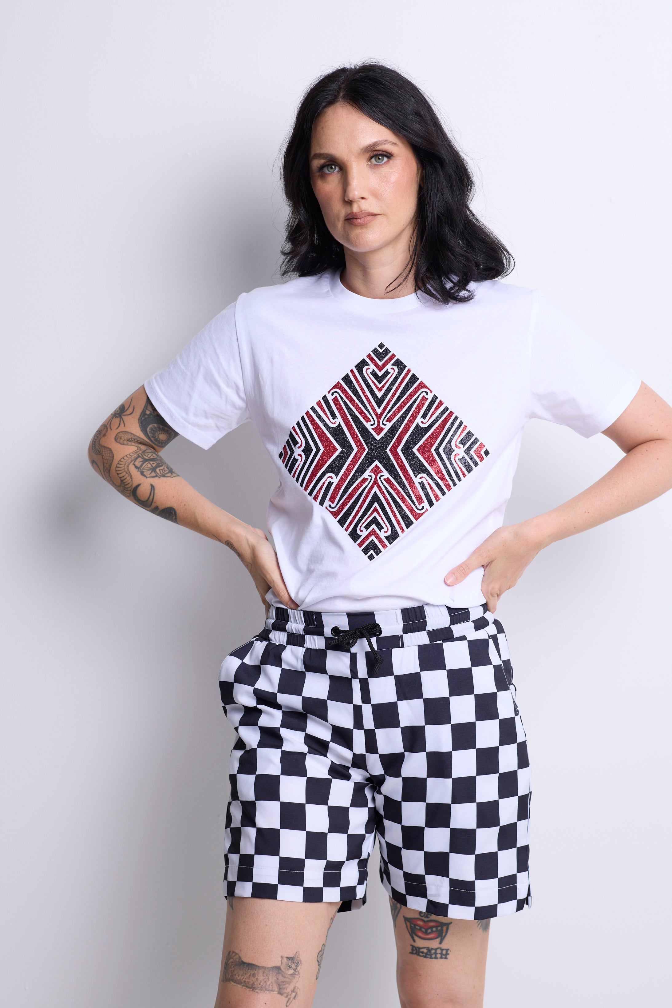 WORLD 5621 Latitude Shorts Black & White Check