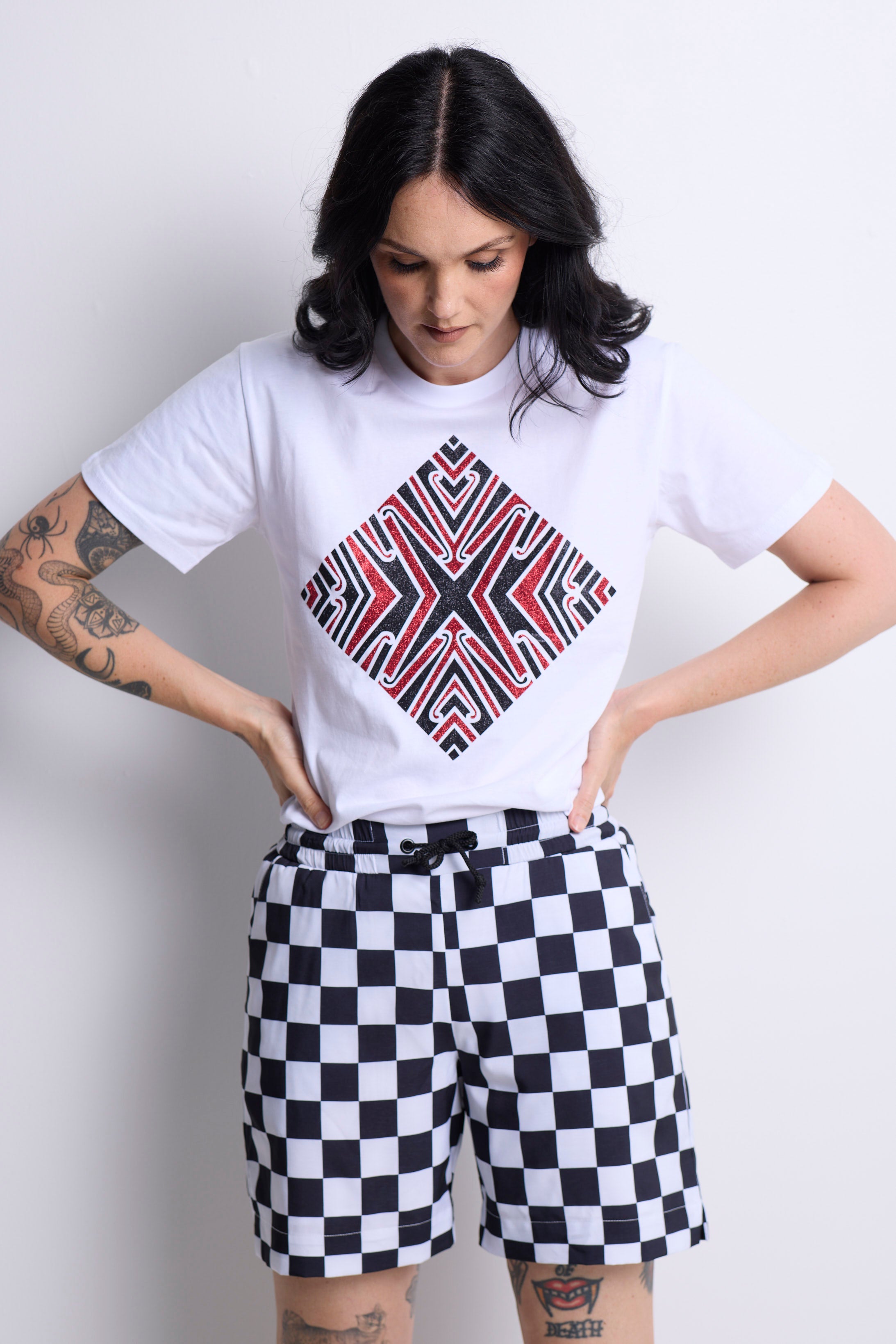 WORLD 5621 Latitude Shorts Black & White Check