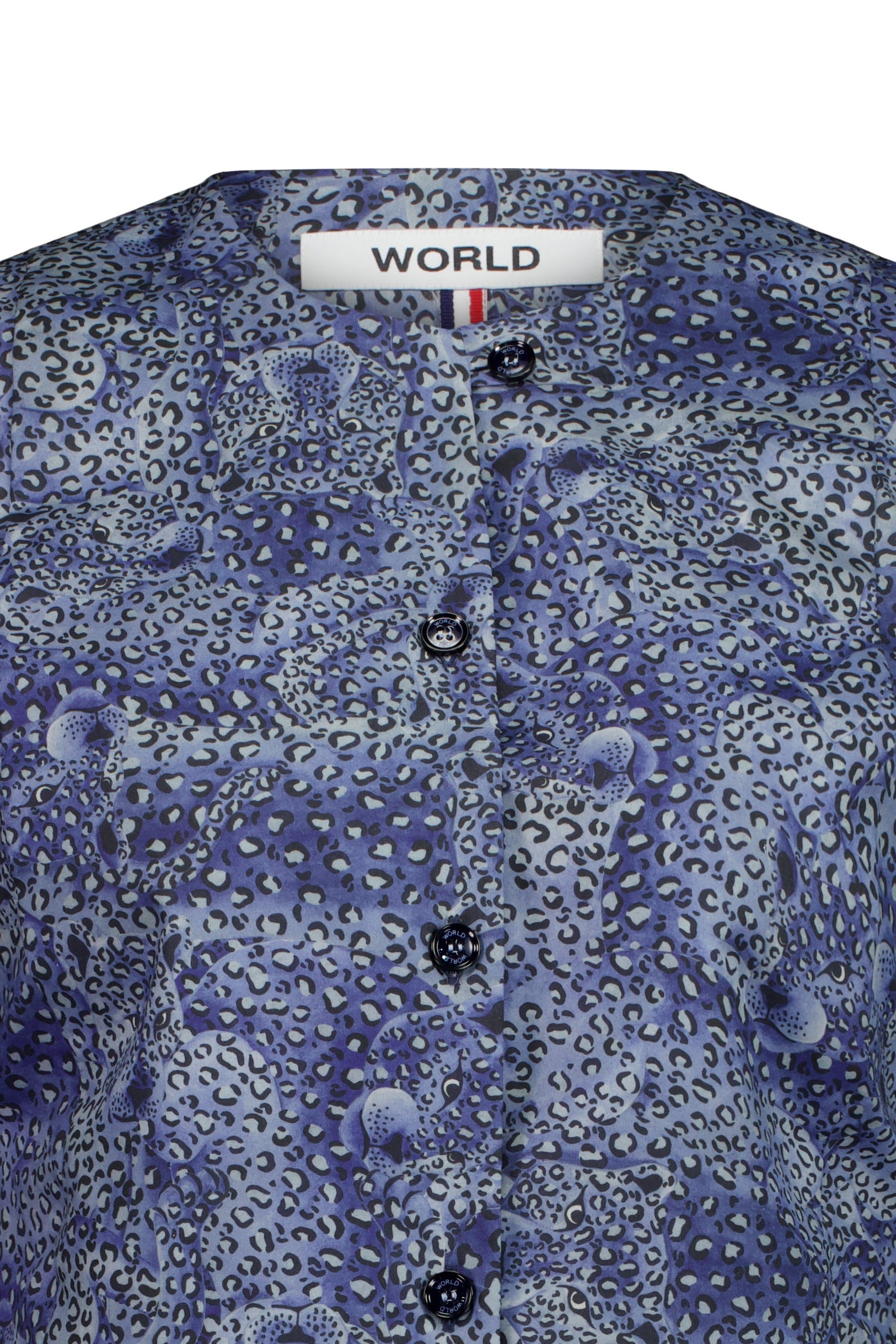 WORLD 4182 Hidden Leopard Blouse Blue