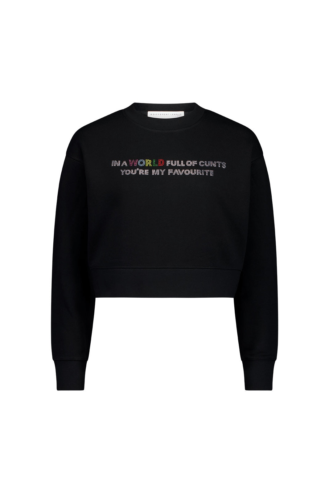 The Different League Diamanté In a WORLD Jumper Black