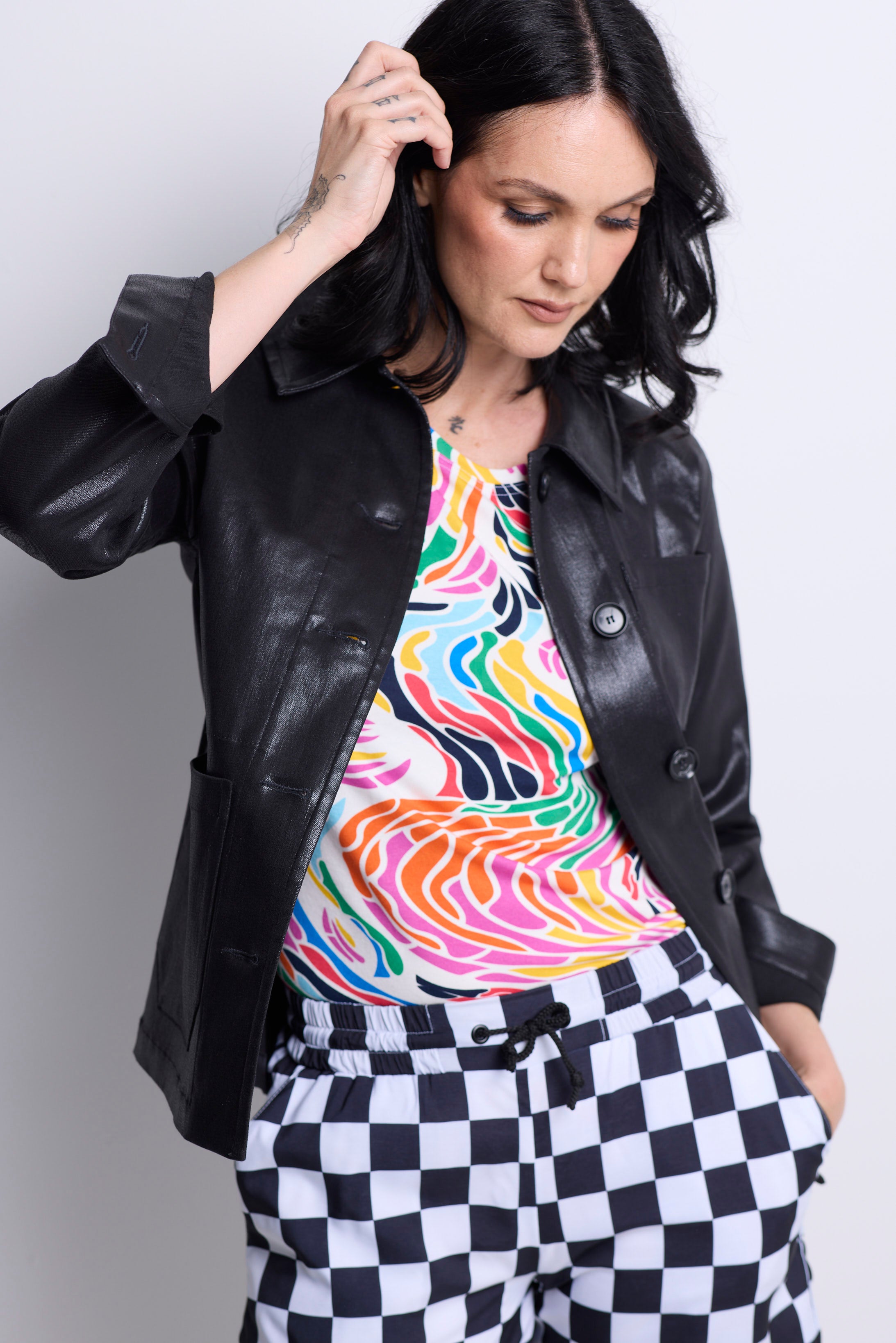 WORLD 5621 Latitude Shorts Black & White Check