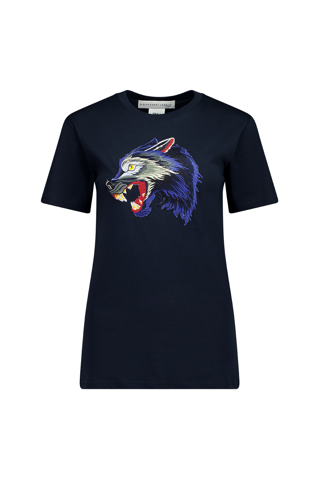 The Different League Embroidery Wolf T-Shirt Navy