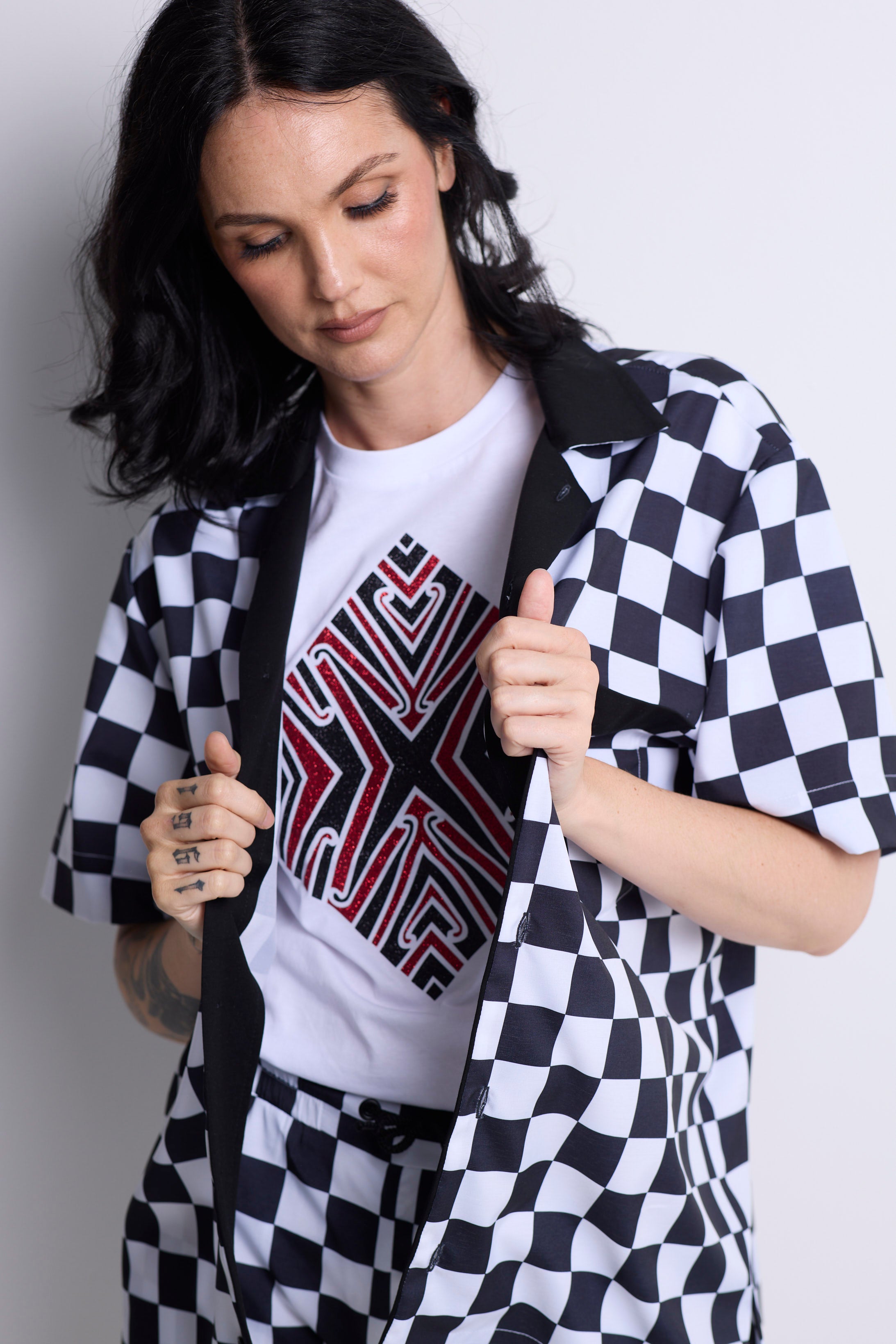 WORLD 5628 Latitude Short Sleeve Shirt Black Check
