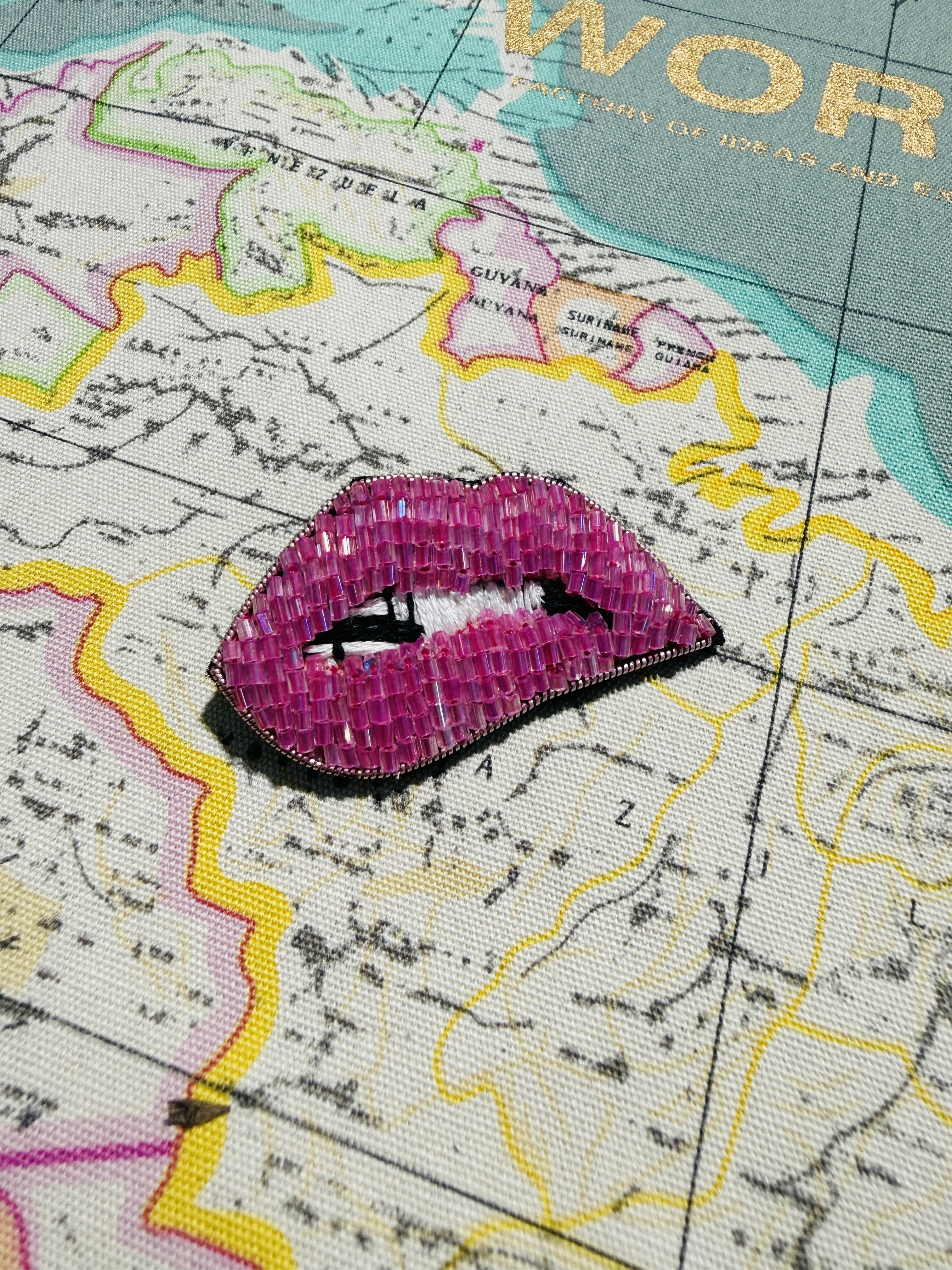 WORLD Bullion Brooch - Pink Want You Lips