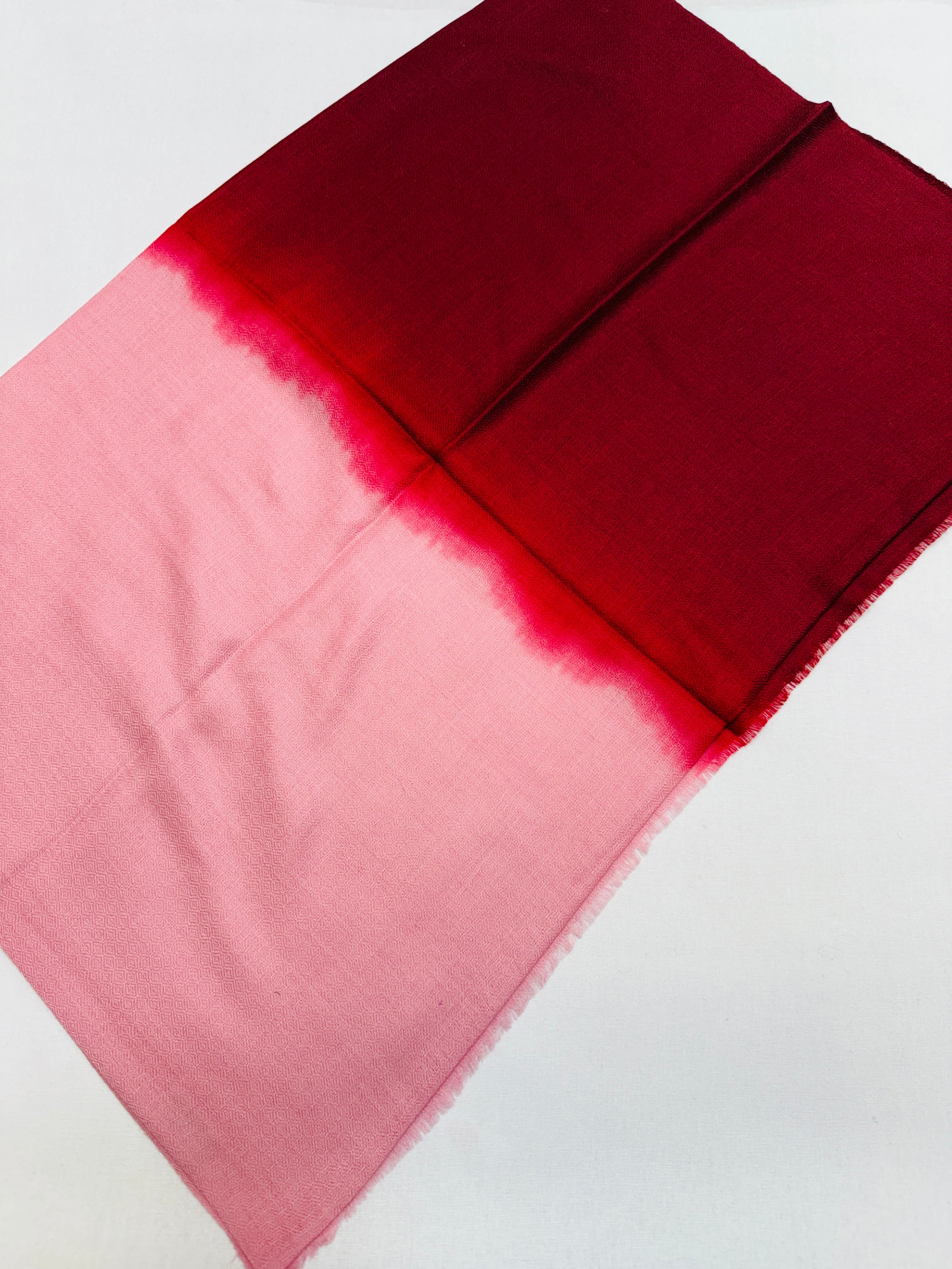 WORLD Fine Wool Silk Scarf / Wrap - Ombre - Pink Burgundy