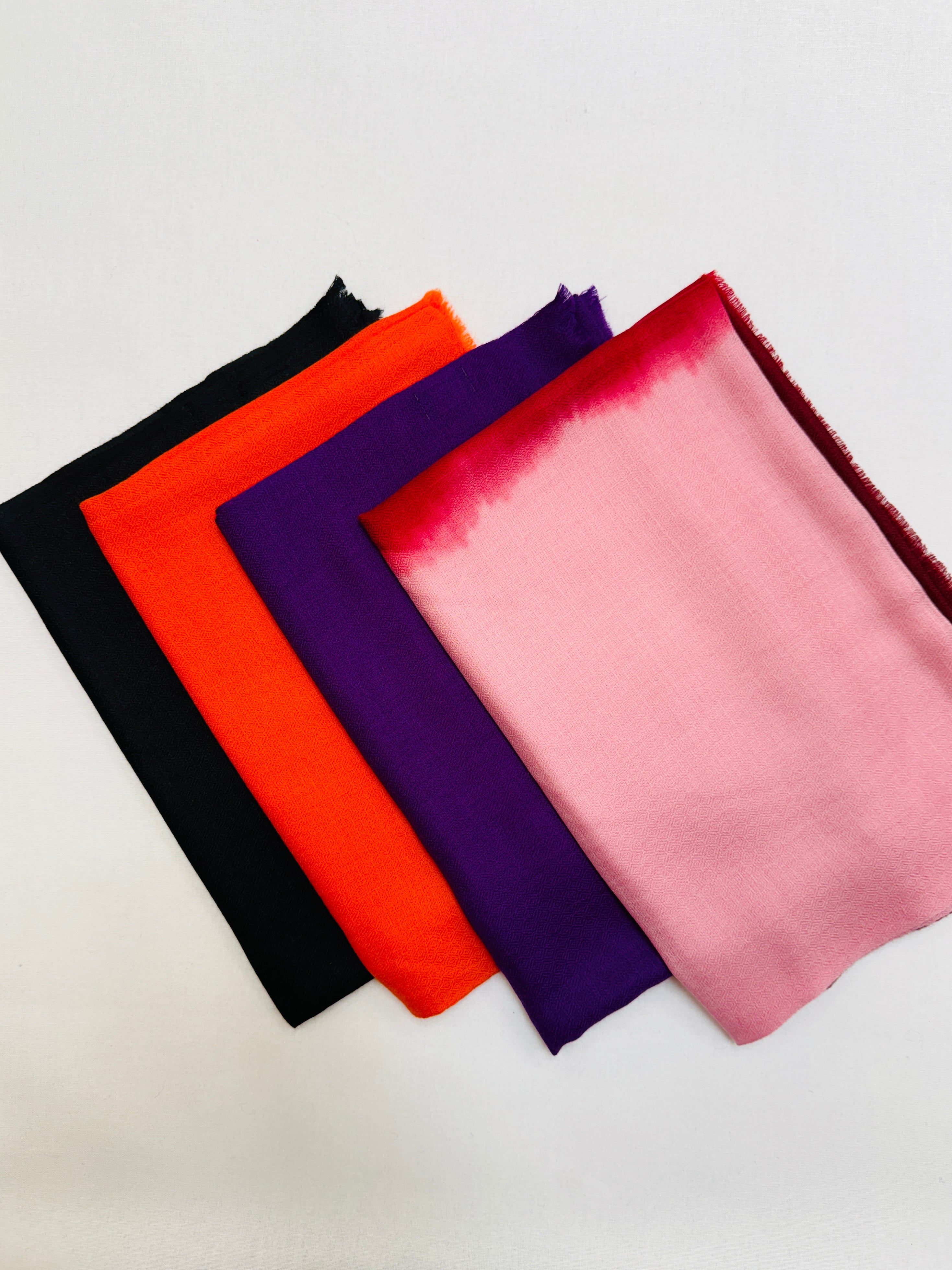 WORLD Fine Wool Silk Scarf / Wrap - Ombre - Pink Burgundy