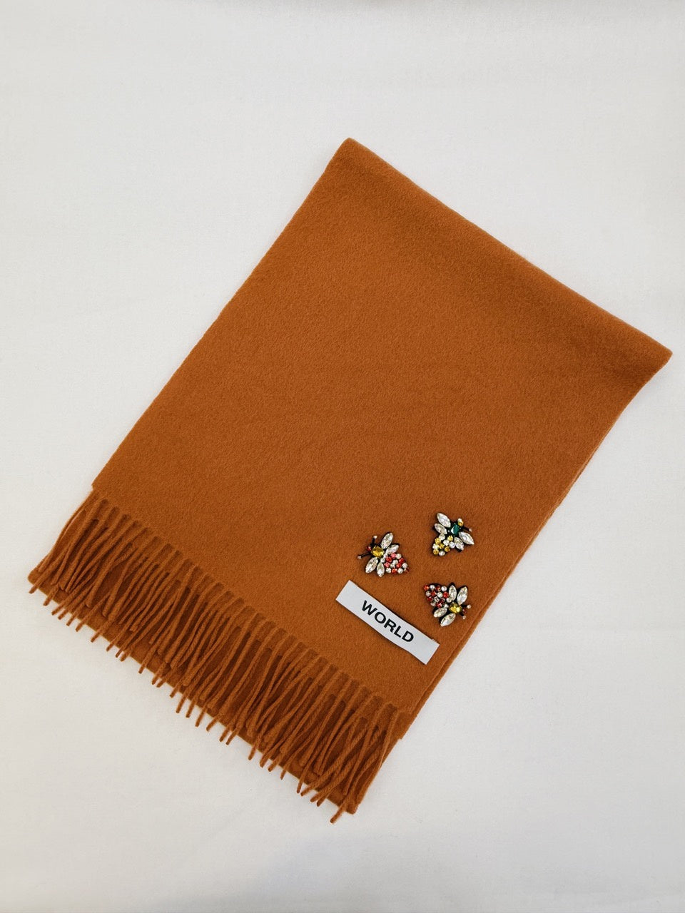 WORLD 26 Cashmere COUTURE Scarf - Rust - Dry Clean Only