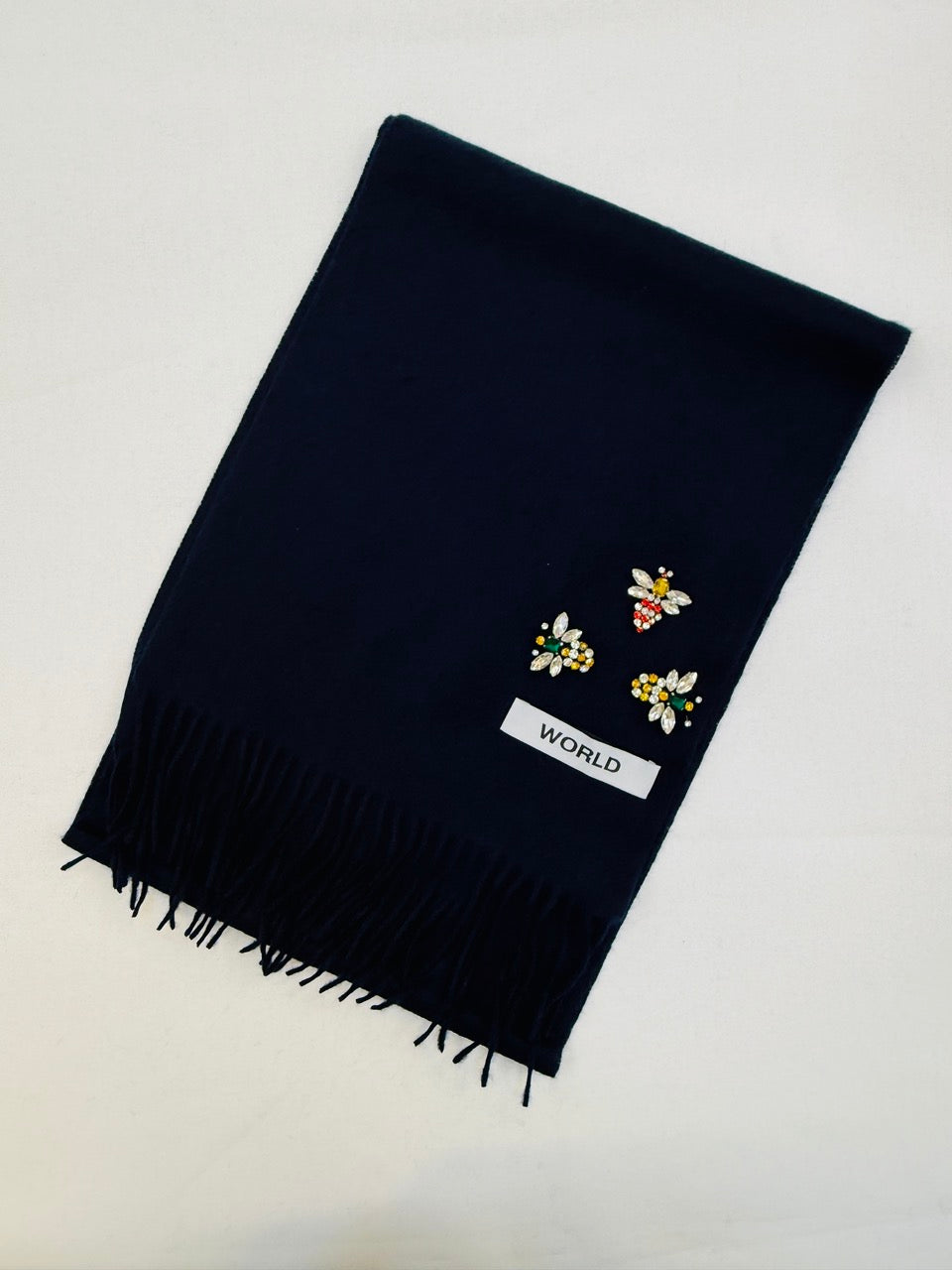 WORLD 26 Cashmere COUTURE Scarf - Navy - Dry Clean Only