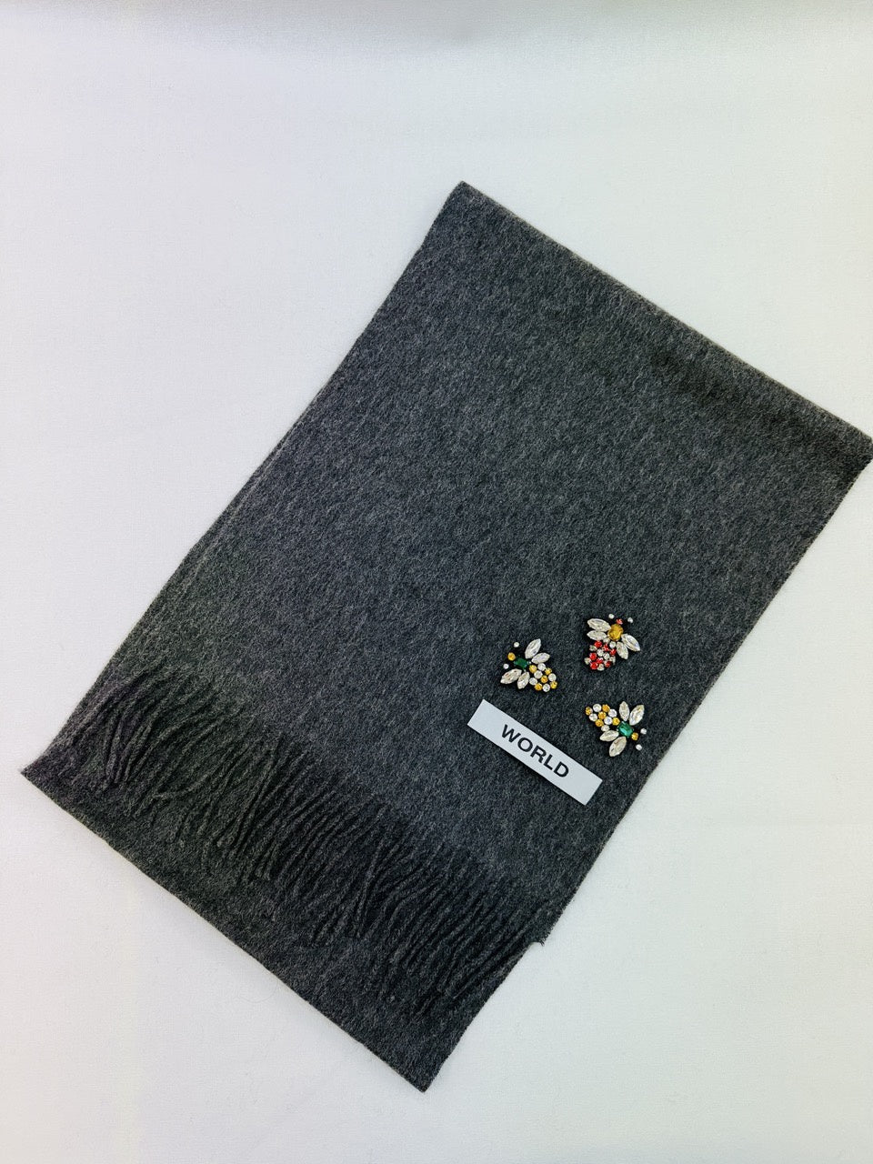 WORLD 26 Cashmere COUTURE Scarf - Charcoal - Dry Clean Only
