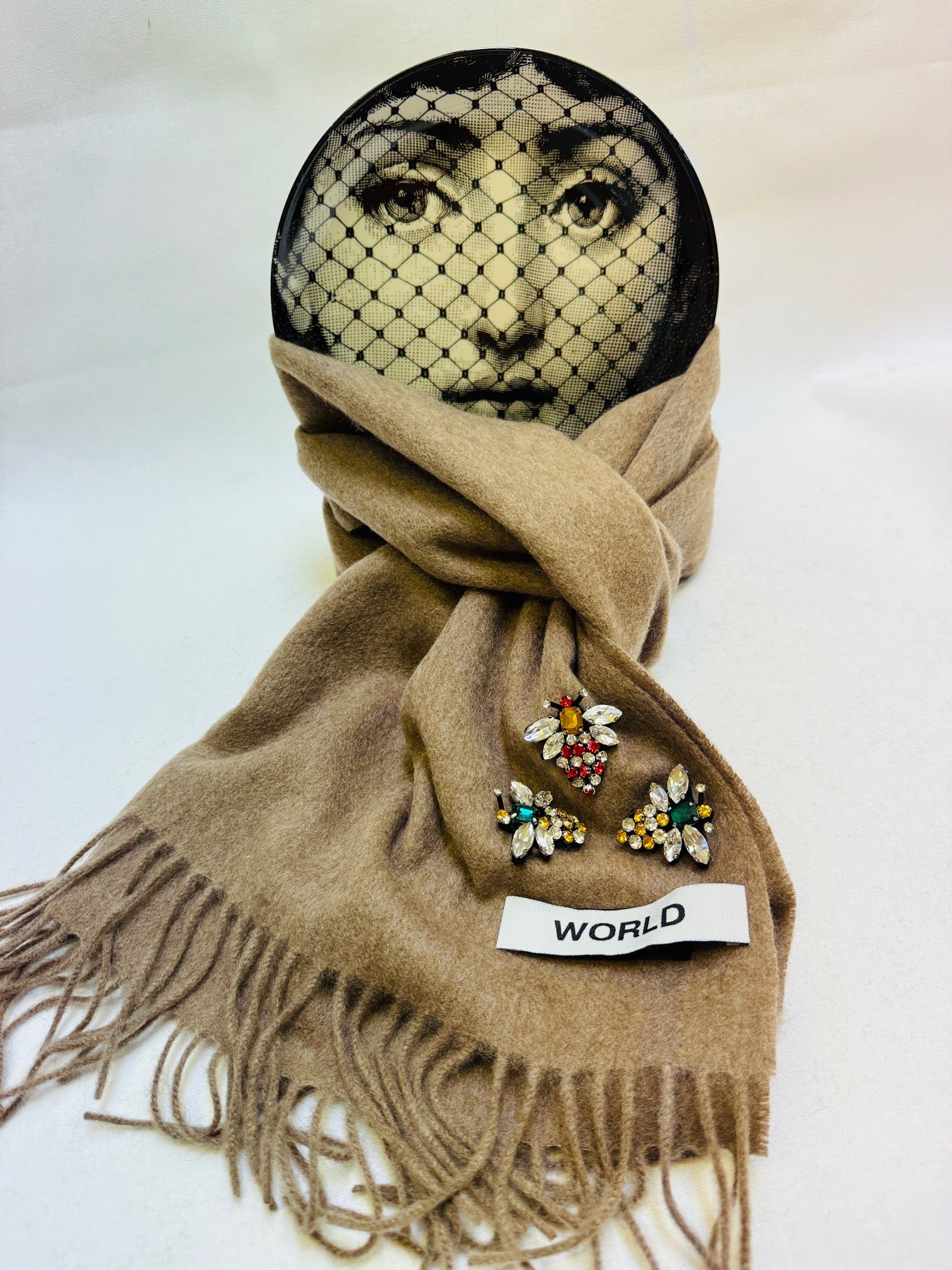 WORLD 26 Cashmere COUTURE Scarf - Taupe - Dry Clean Only