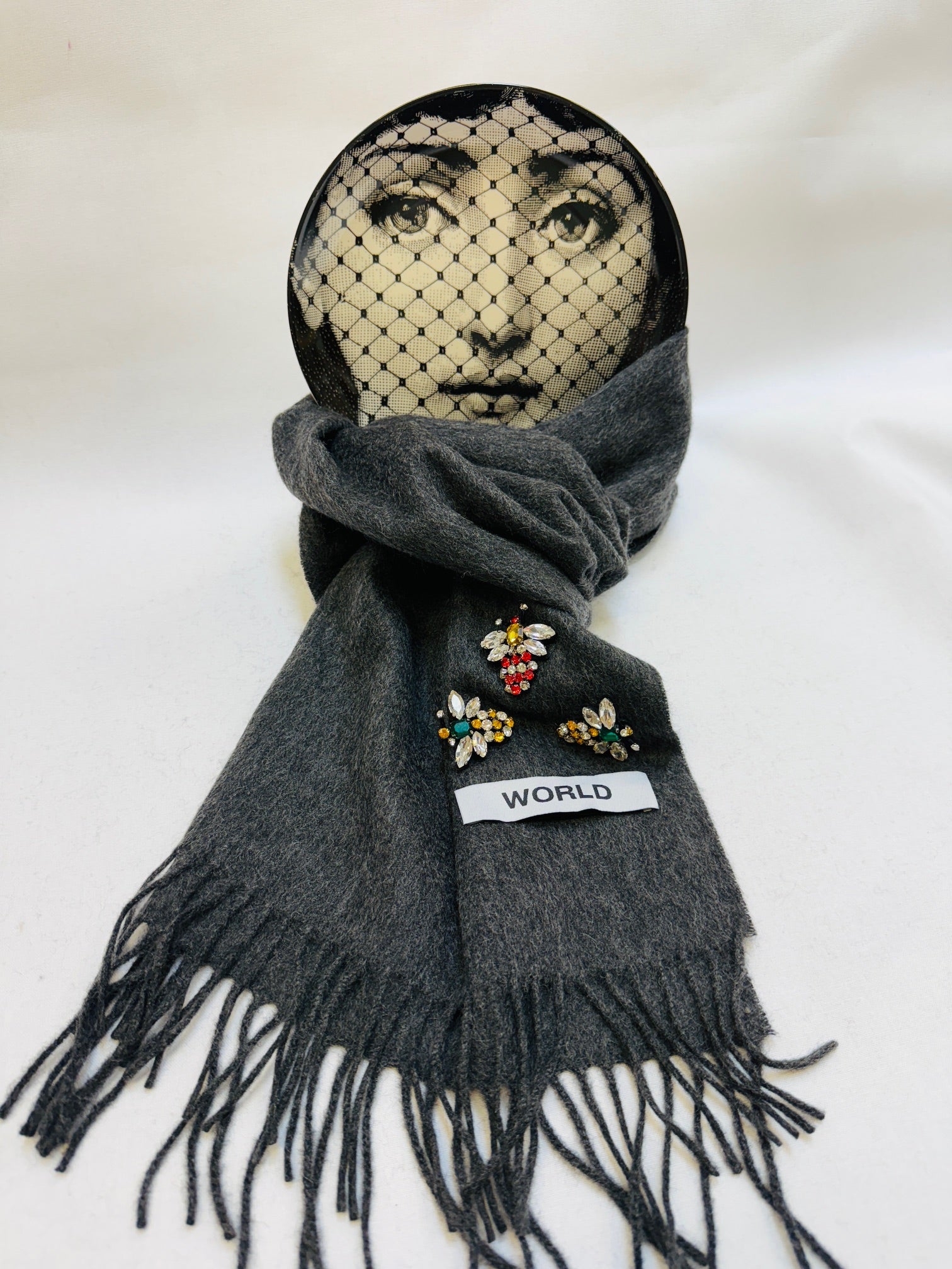 WORLD 26 Cashmere COUTURE Scarf - Charcoal - Dry Clean Only