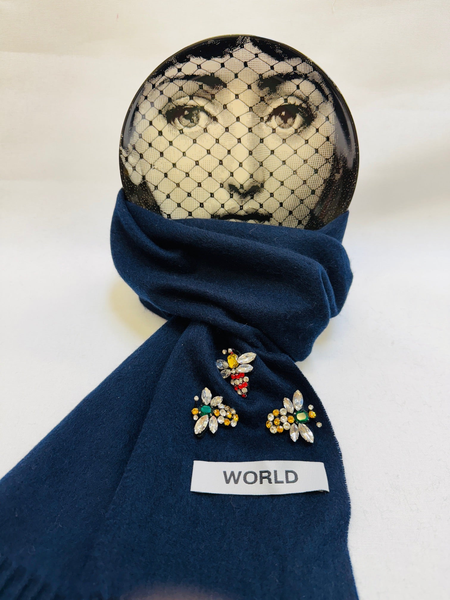 WORLD 26 Cashmere COUTURE Scarf - Navy - Dry Clean Only