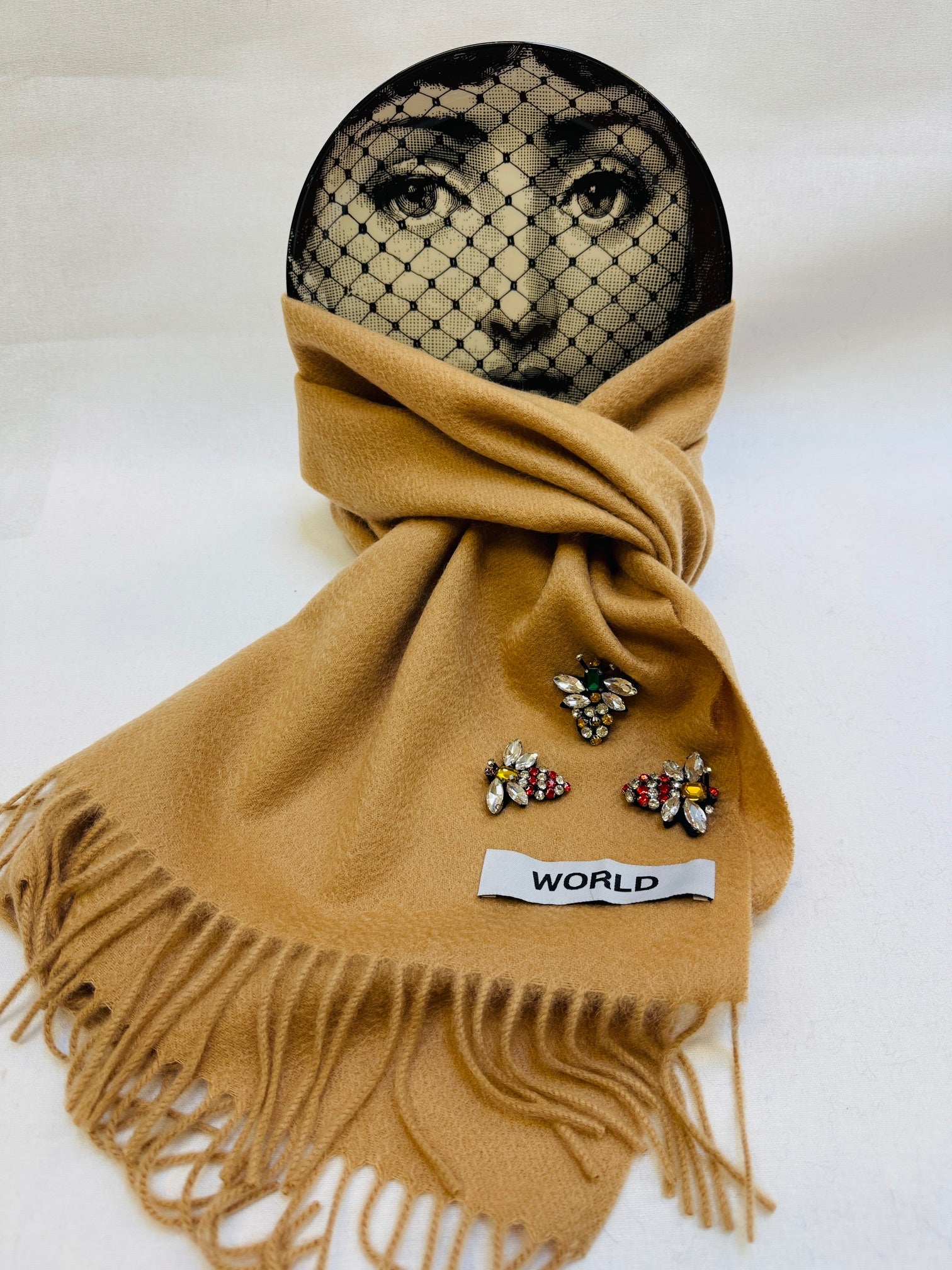 WORLD 26 Cashmere COUTURE Scarf - Camel - Dry Clean Only