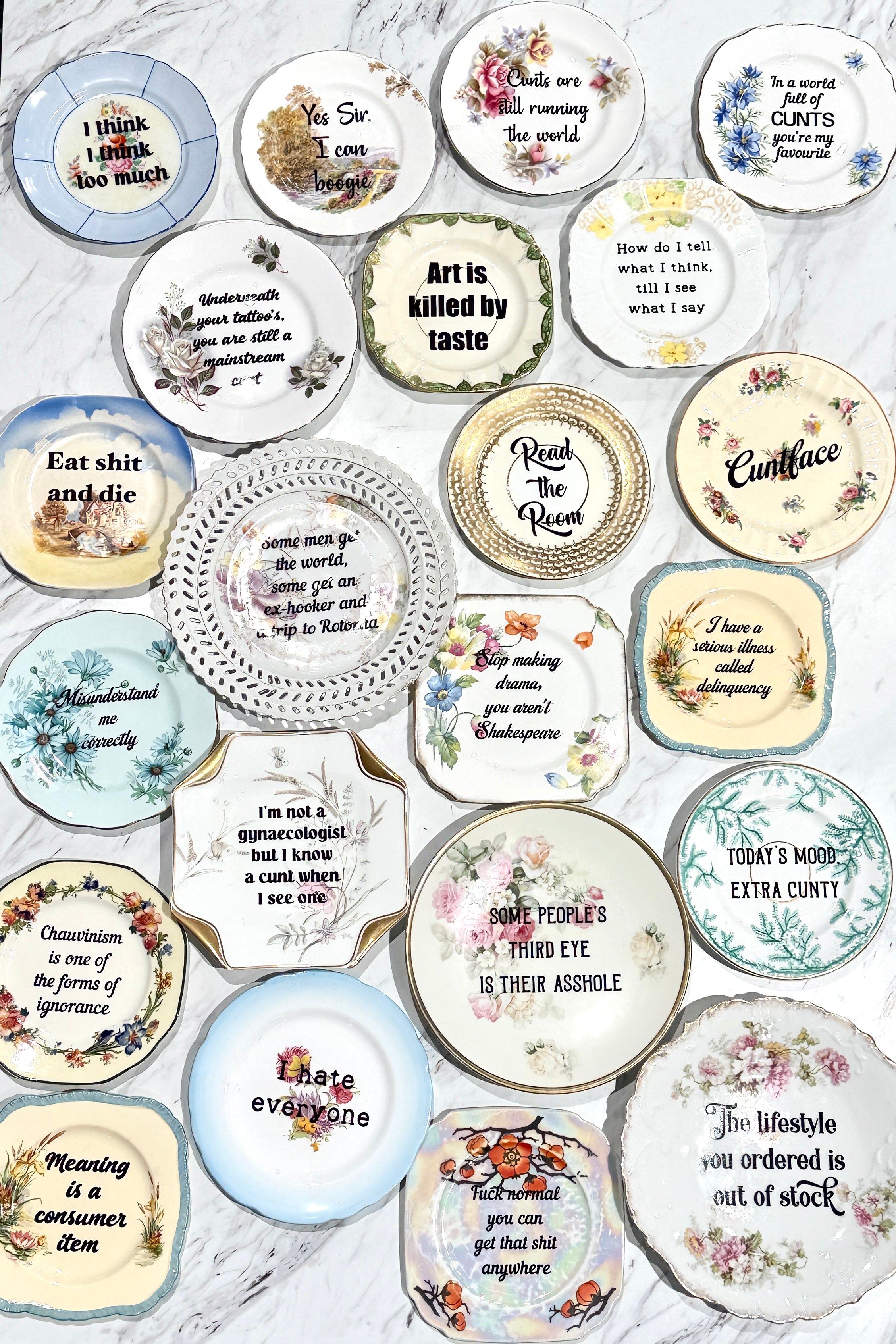 Vintage Ceramic Plate with Naughty Words & Phrases