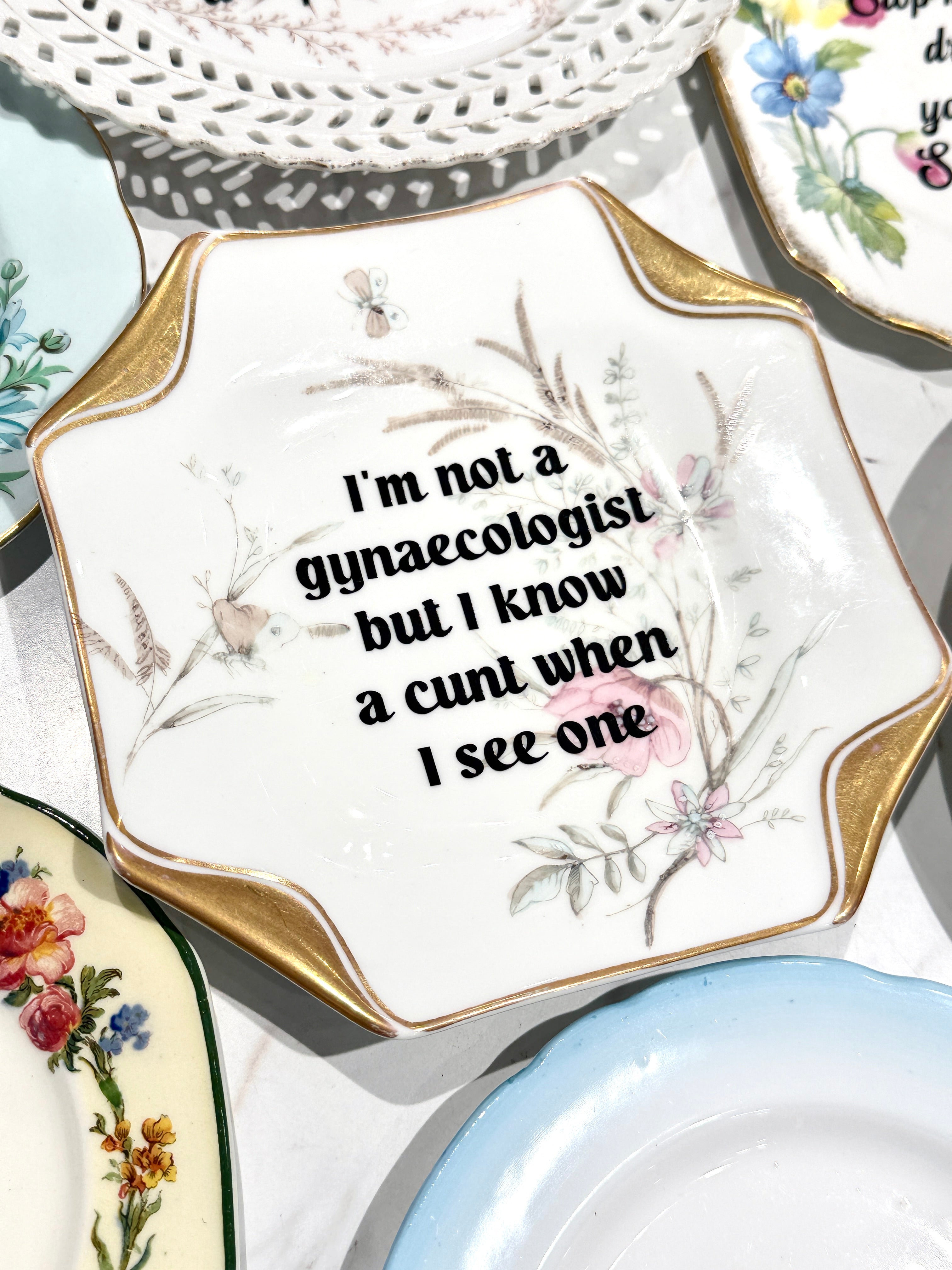 Vintage Ceramic Plate with Naughty Words & Phrases