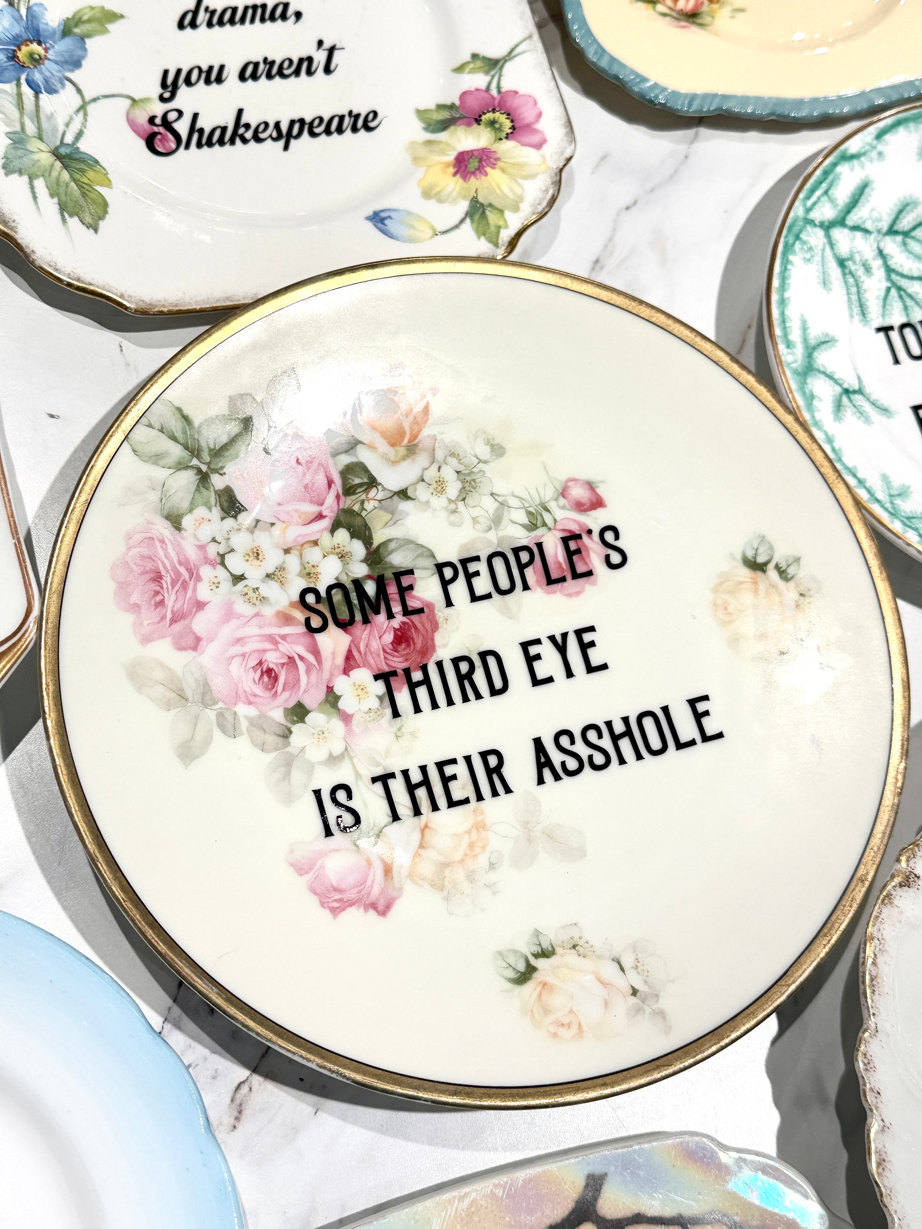 Vintage Ceramic Plate with Naughty Words & Phrases
