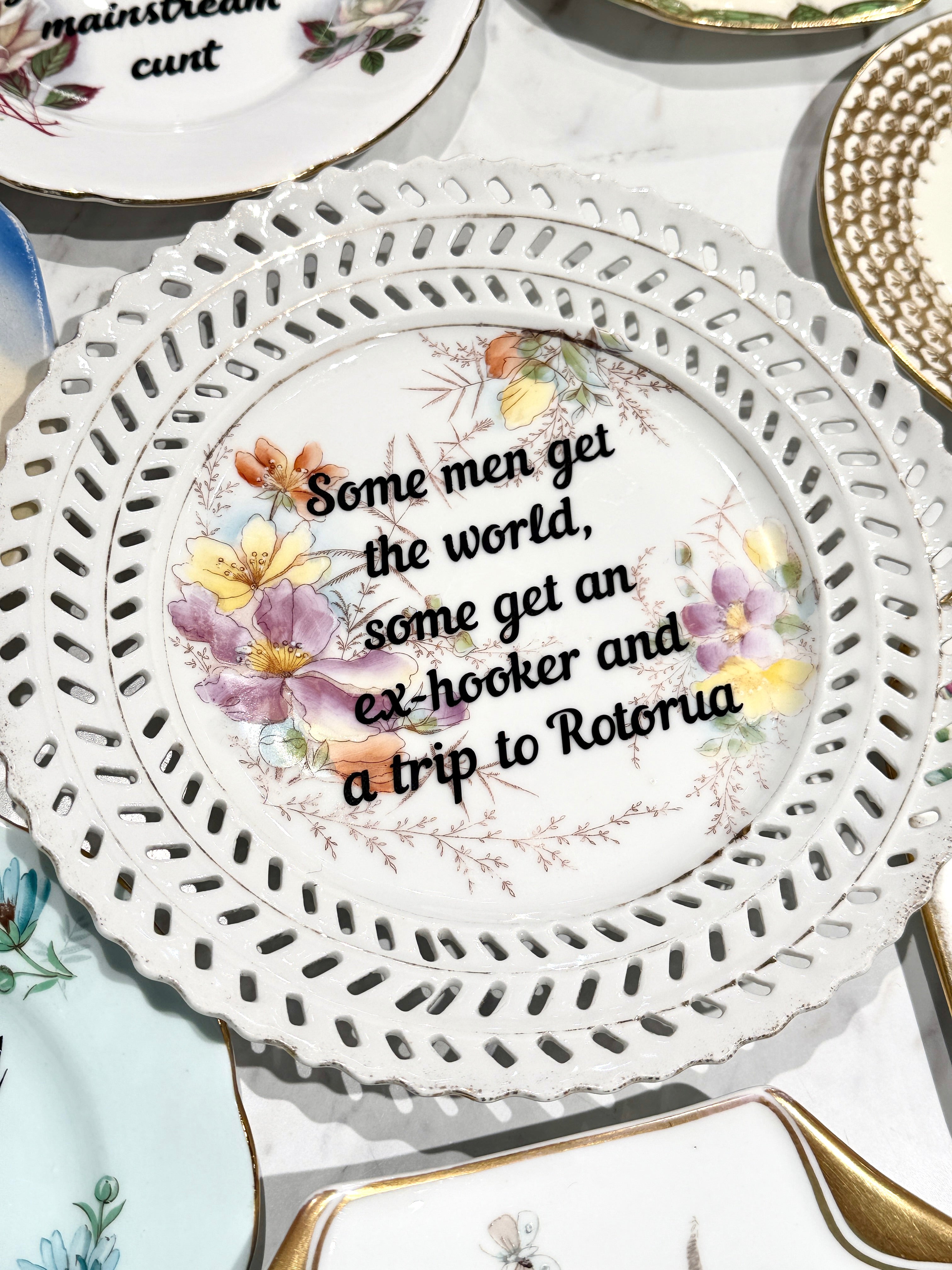 Vintage Ceramic Plate with Naughty Words & Phrases