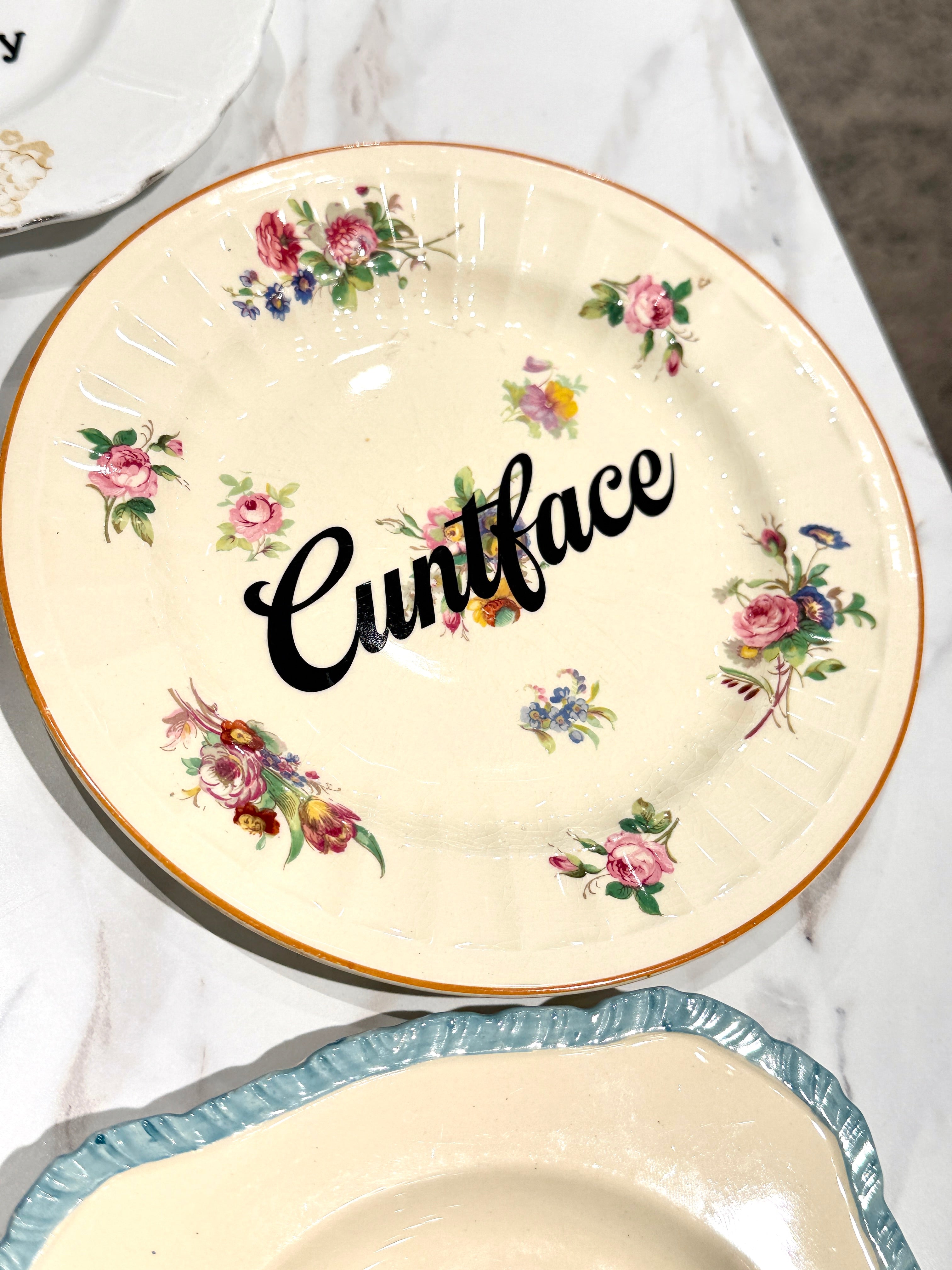 Vintage Ceramic Plate with Naughty Words & Phrases