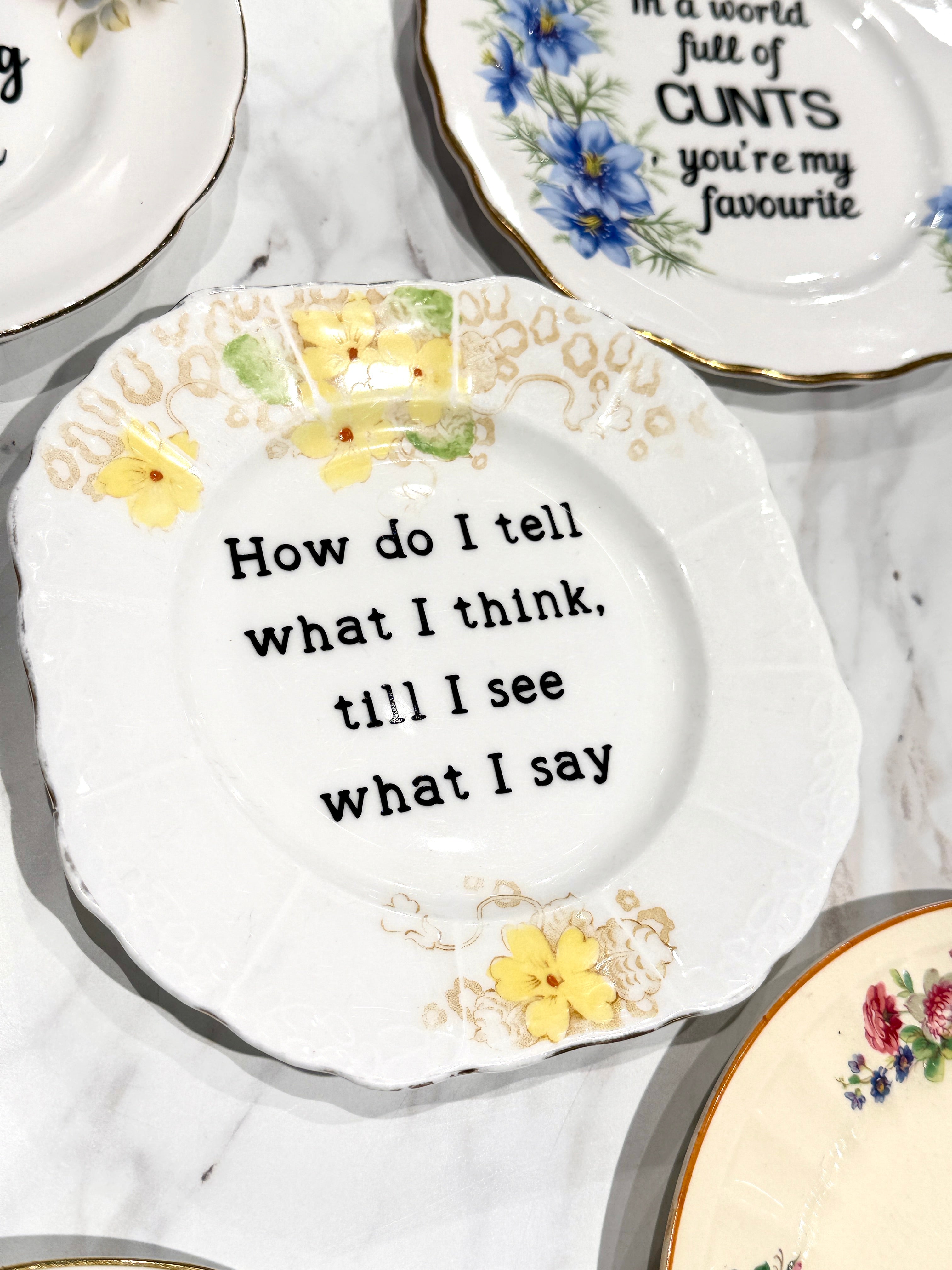 Vintage Ceramic Plate with Naughty Words & Phrases