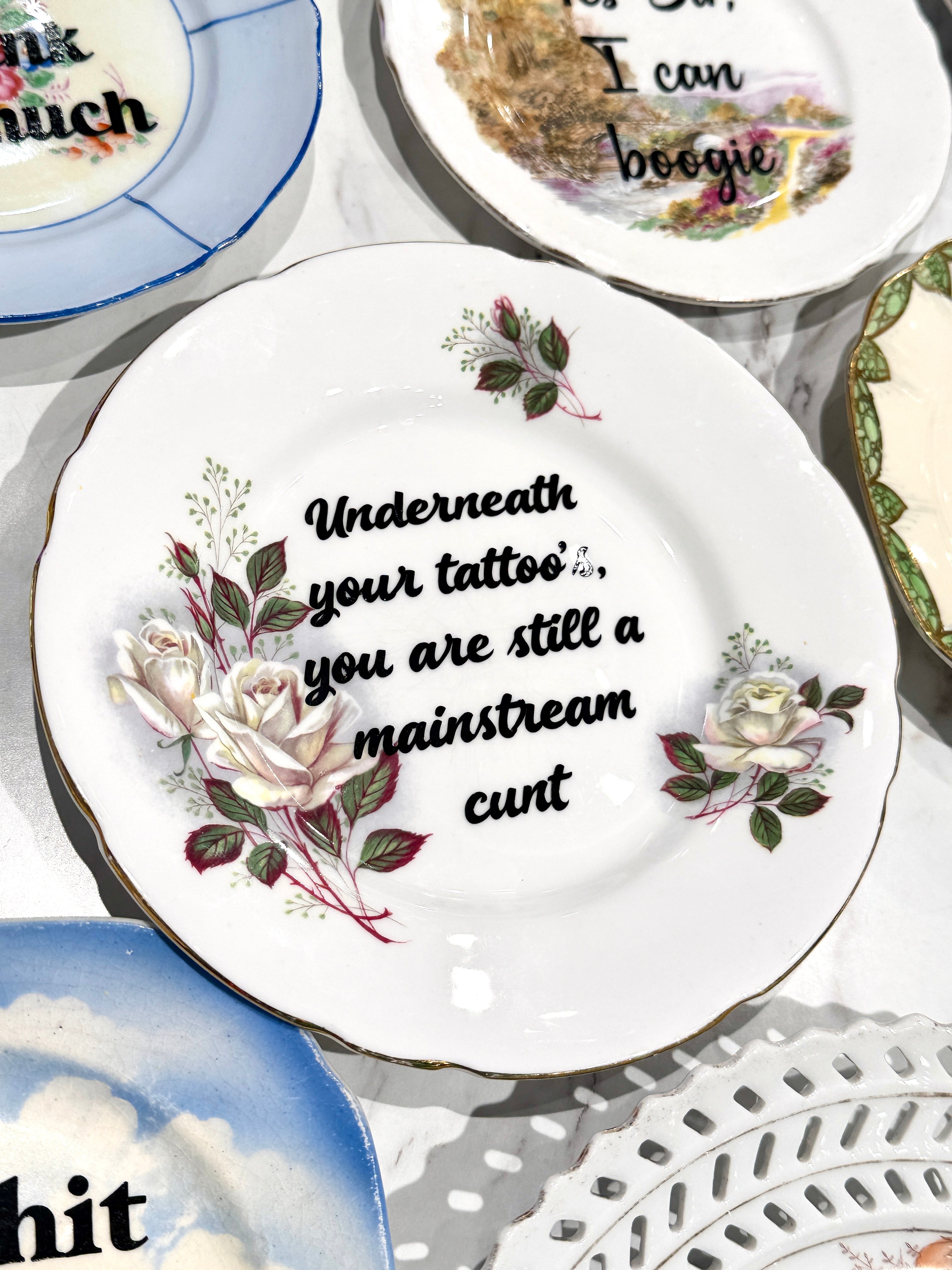 Vintage Ceramic Plate with Naughty Words & Phrases
