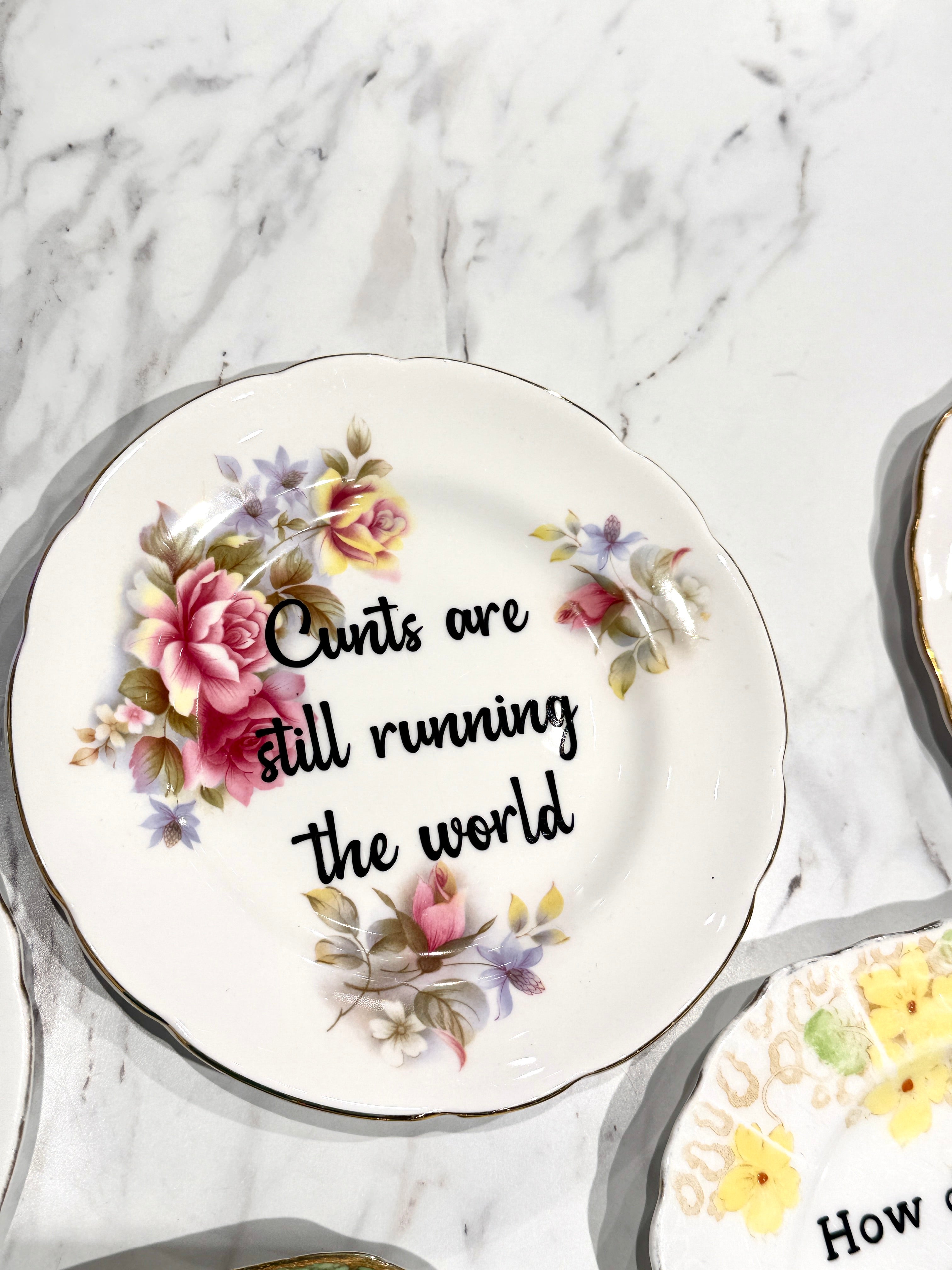 Vintage Ceramic Plate with Naughty Words & Phrases