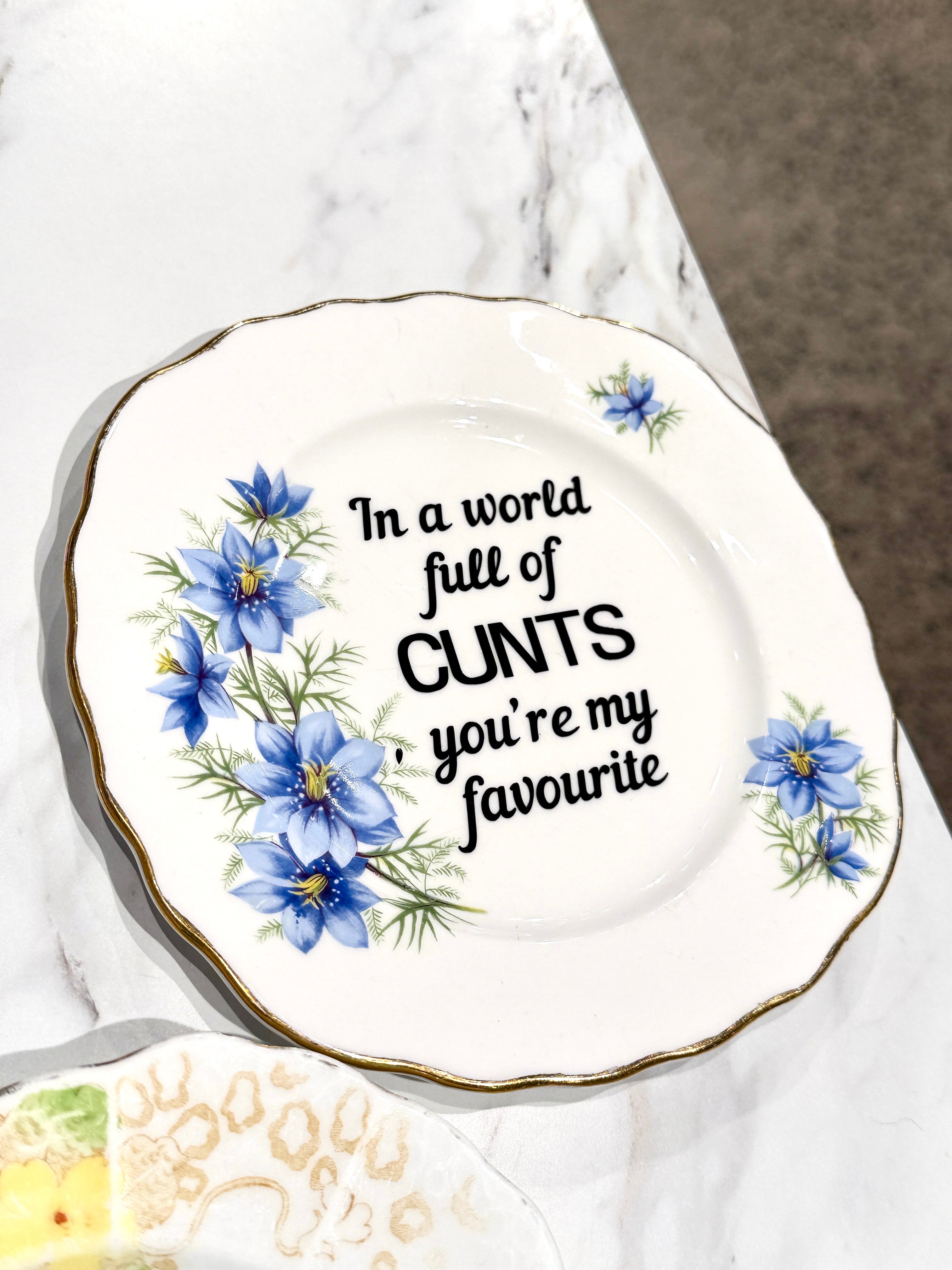 Vintage Ceramic Plate with Naughty Words & Phrases