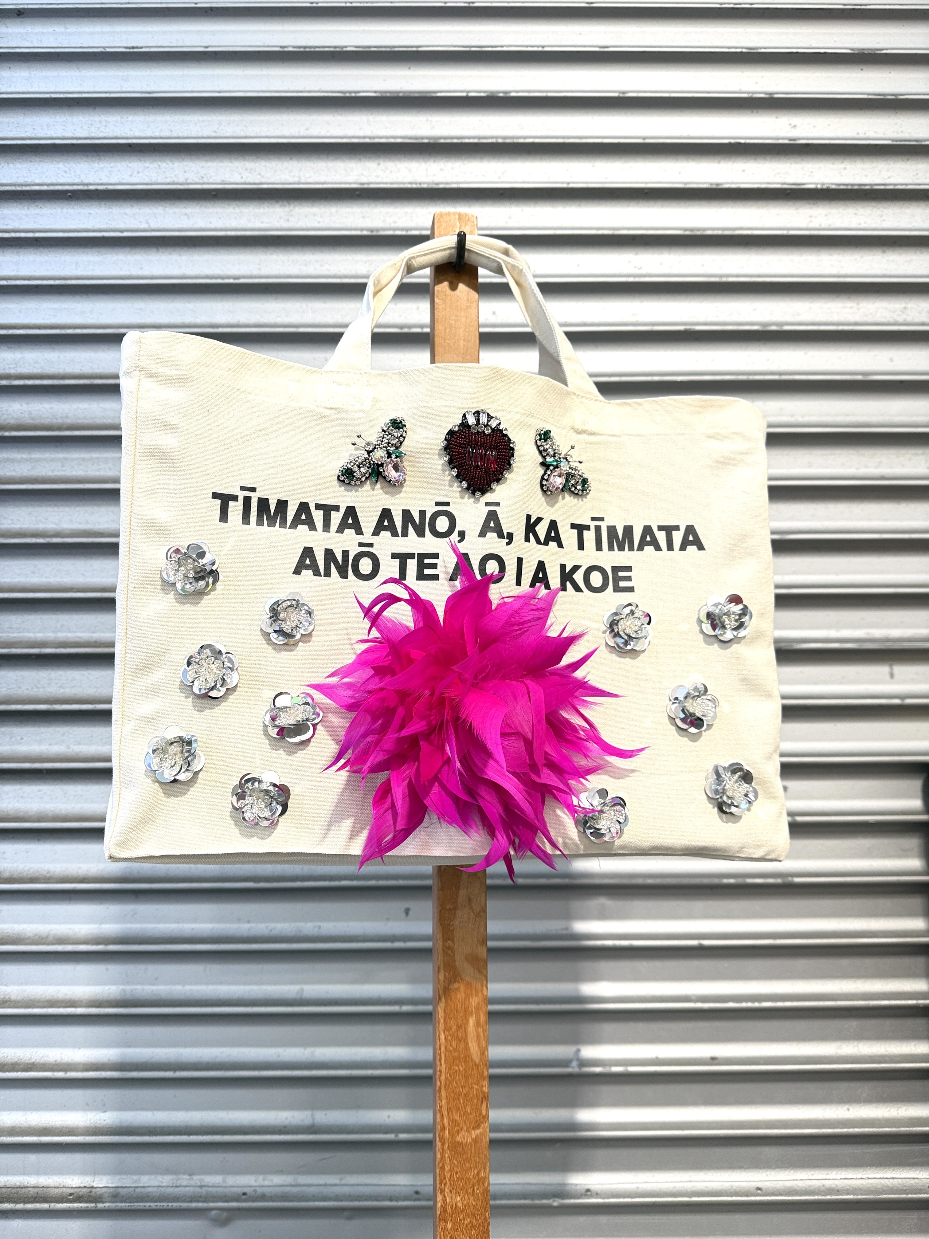 WORLD Loves LUKE BIRD - Matariki Couture Tote Bag - ONE OFF - I'm Pink and Fluffy at My Core