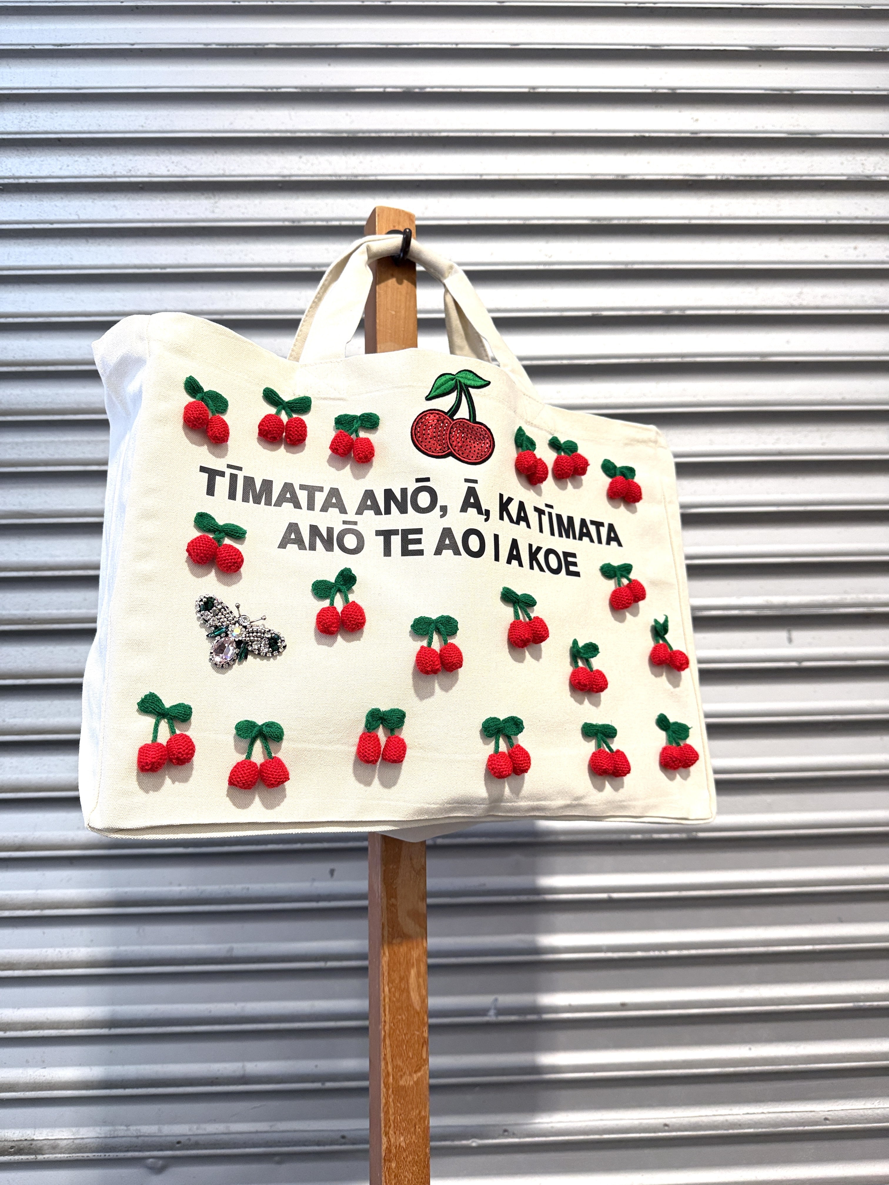WORLD Loves LUKE BIRD - Matariki Couture Tote Bag - ONE OFF - You've got a Pair of Cherries on You!