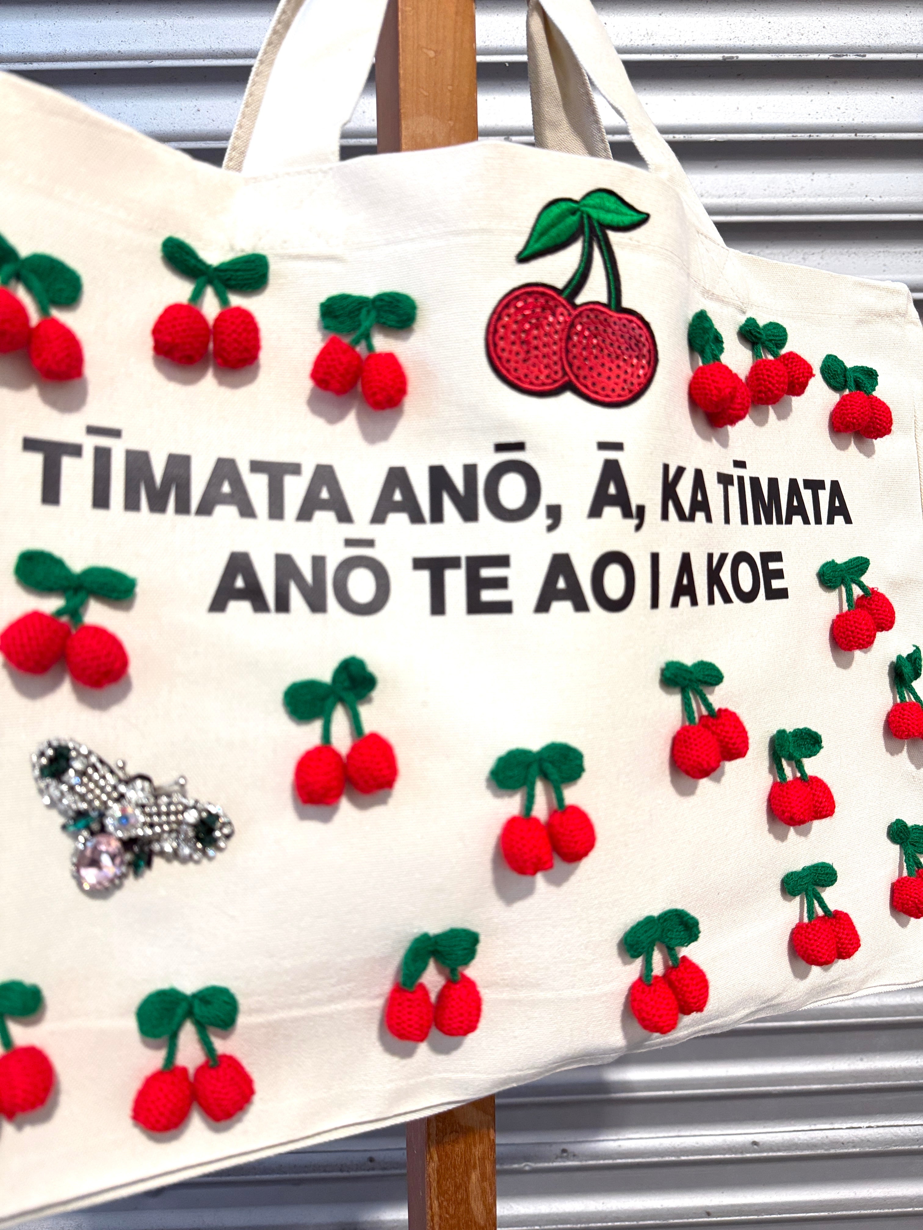 WORLD Loves LUKE BIRD - Matariki Couture Tote Bag - ONE OFF - You've got a Pair of Cherries on You!