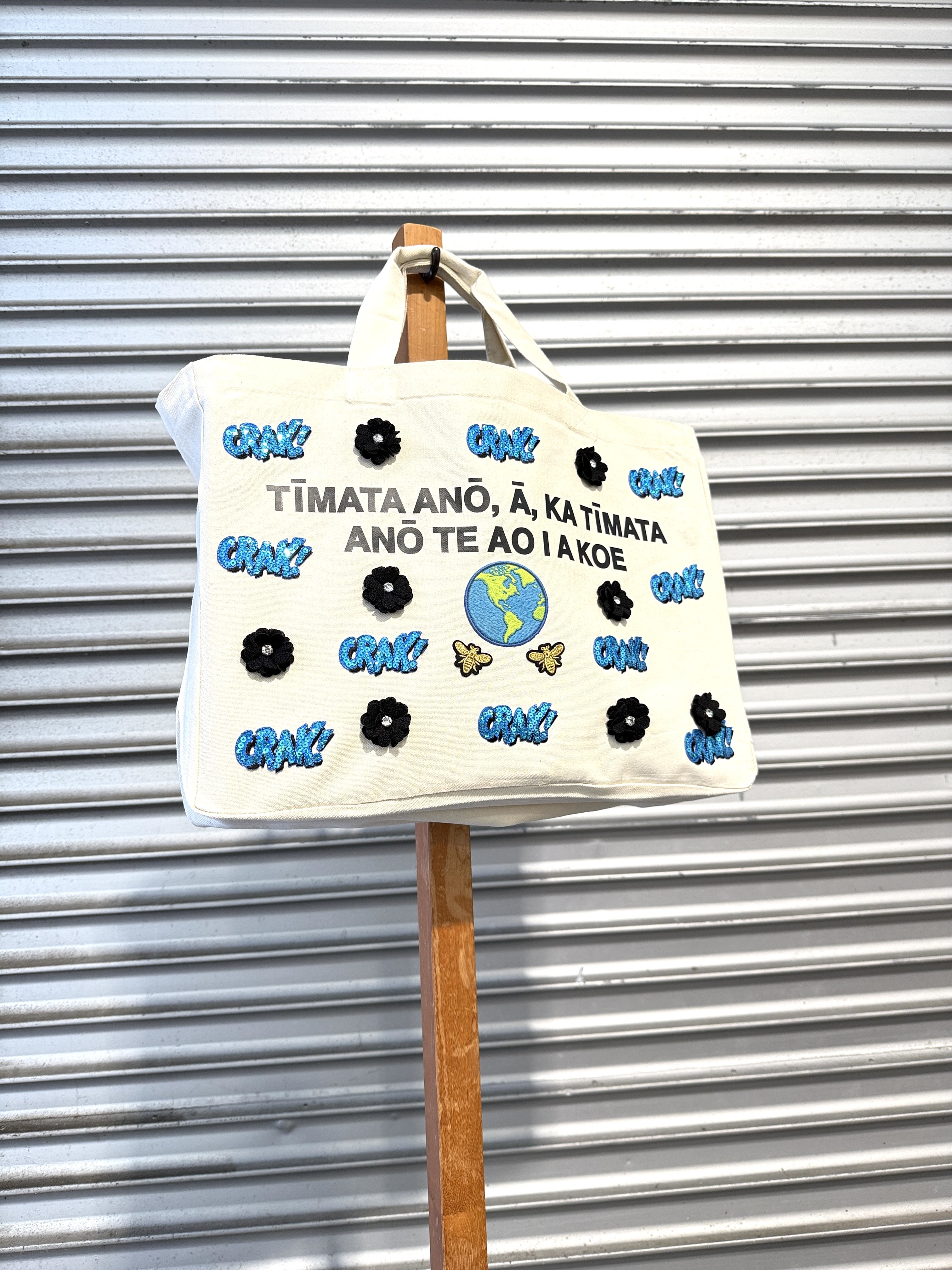 WORLD Loves LUKE BIRD - Matariki Couture Tote Bag - ONE OFF - Crak! Bang! Whack! The WORLD is Back