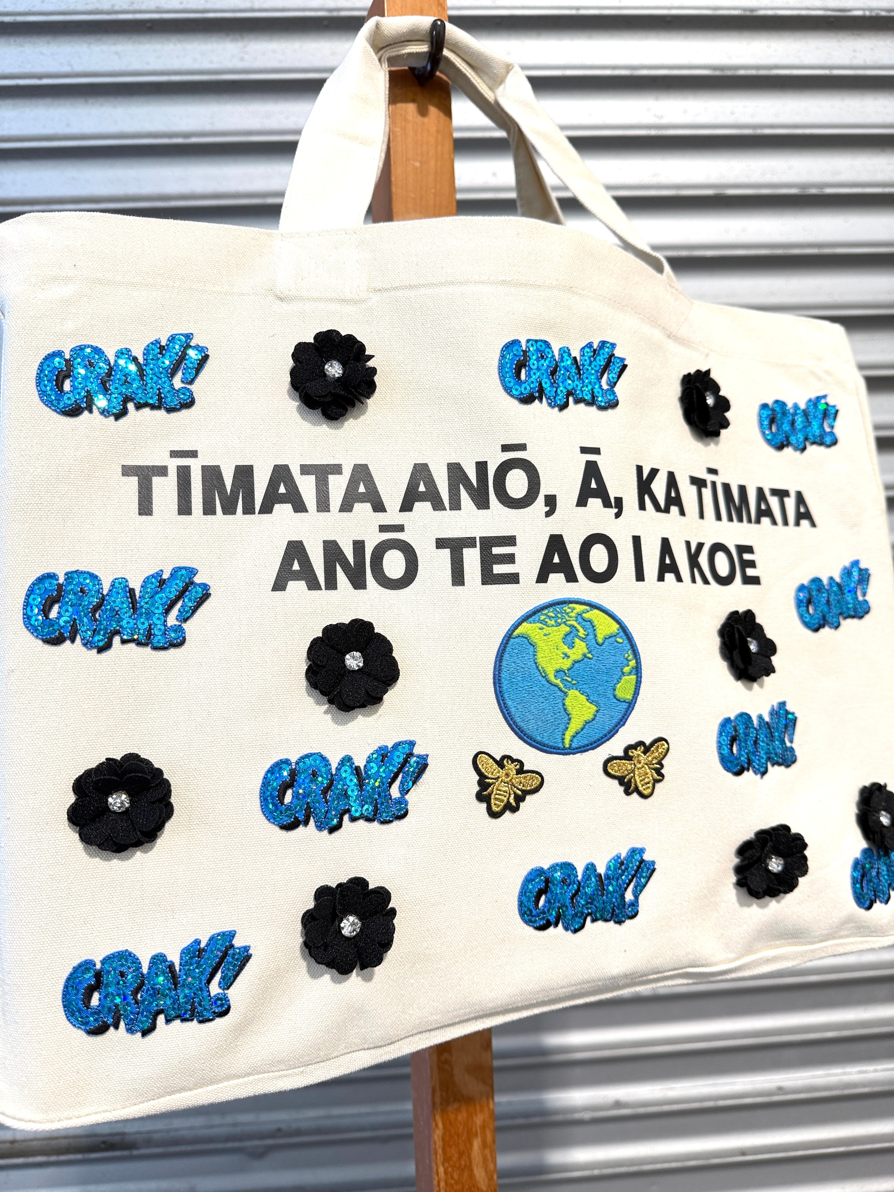 WORLD Loves LUKE BIRD - Matariki Couture Tote Bag - ONE OFF - Crak! Bang! Whack! The WORLD is Back