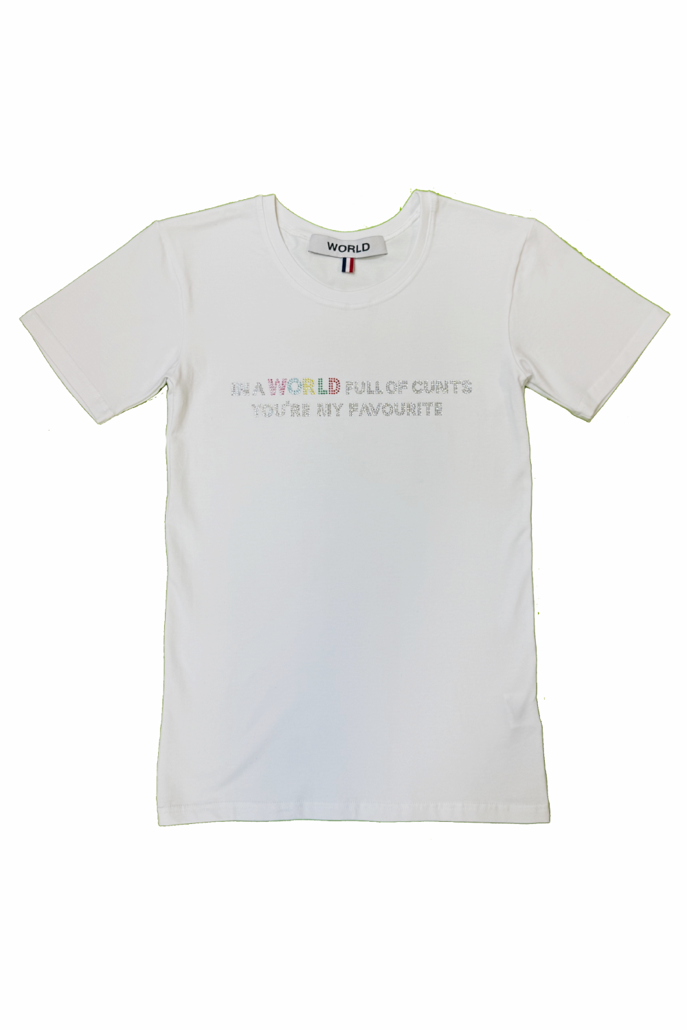 WORLD 5065 Flow T-Shirt White w/ Diamanté In A WORLD  (UNISEX)