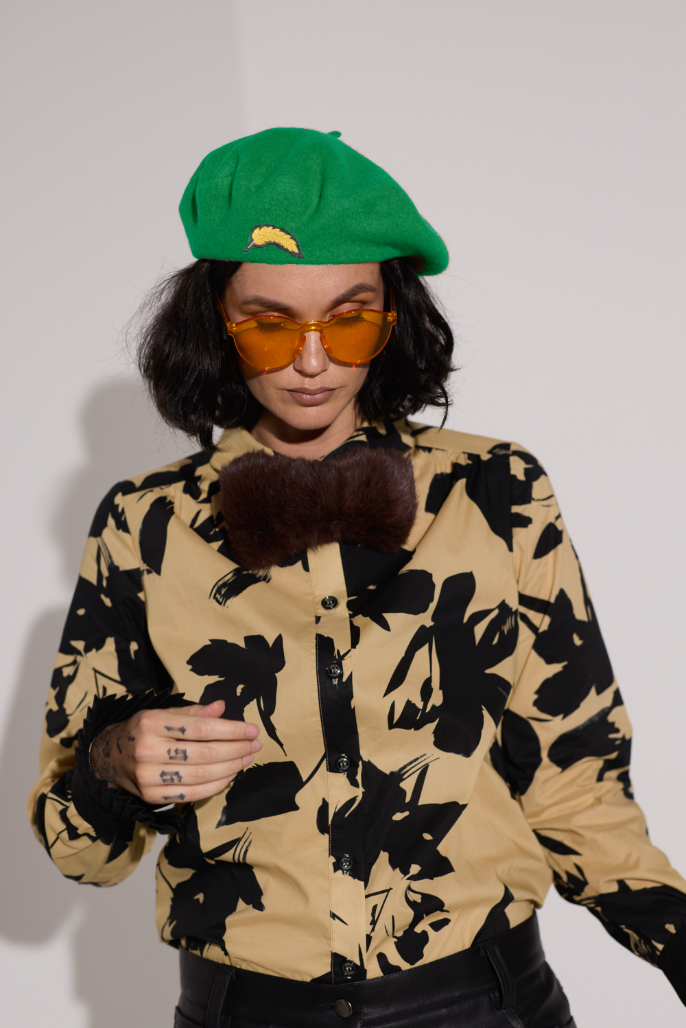 WORLD Wool Beret - Green - Dry Clean Only