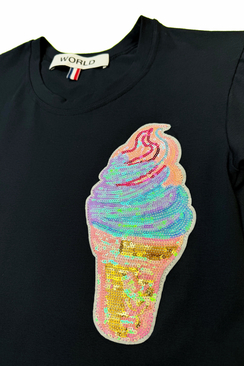 WORLD 5065 Flow T-Shirt Navy w/ Sequin Ice Cream (UNISEX)