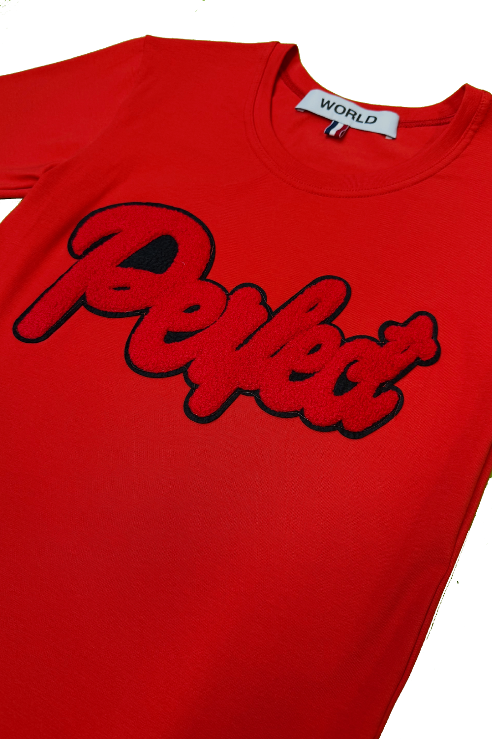 WORLD 5065 Flow T-Shirt Red w/ Embroidered Perfect (UNISEX)
