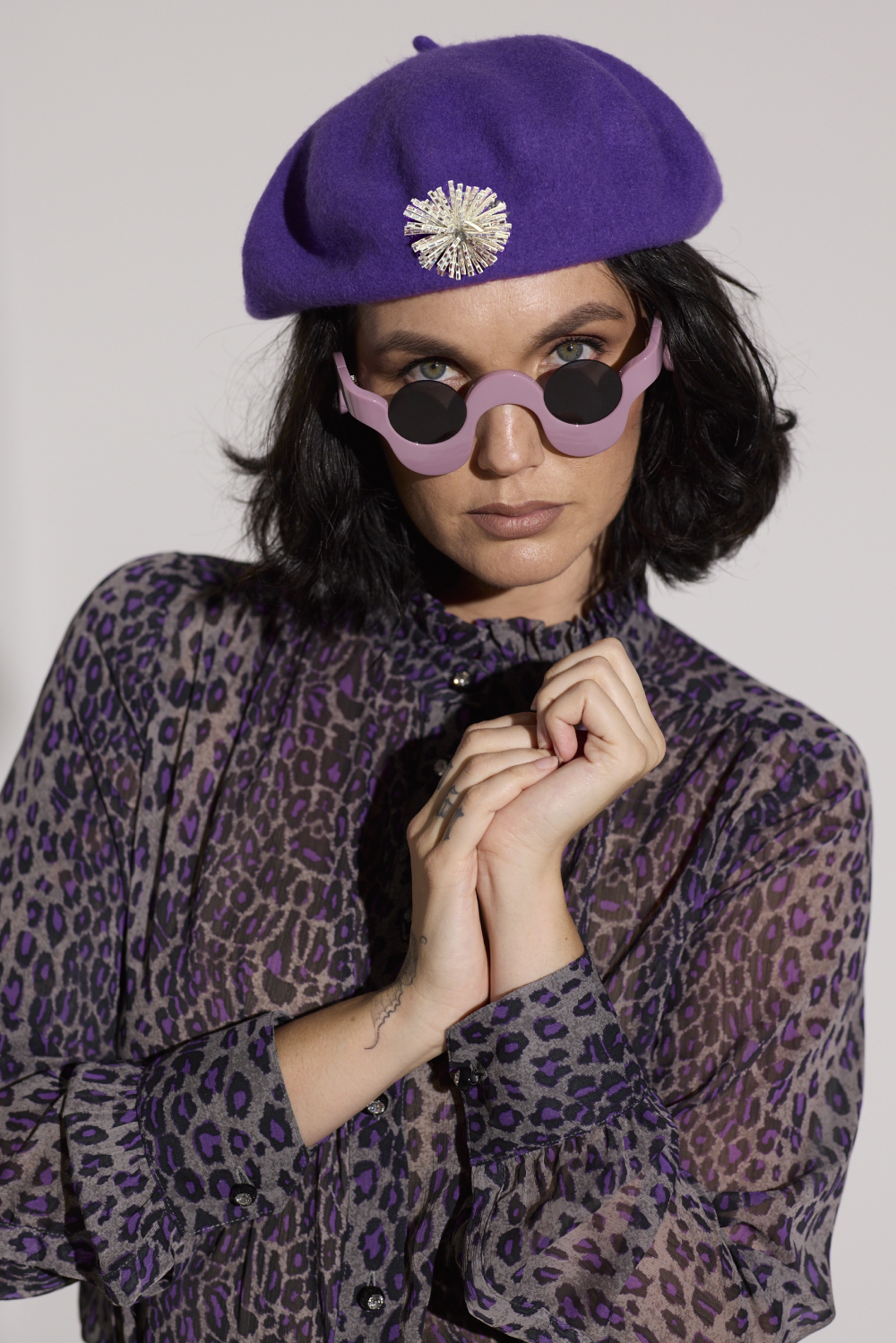 WORLD Wool Beret - Purple - Dry Clean Only