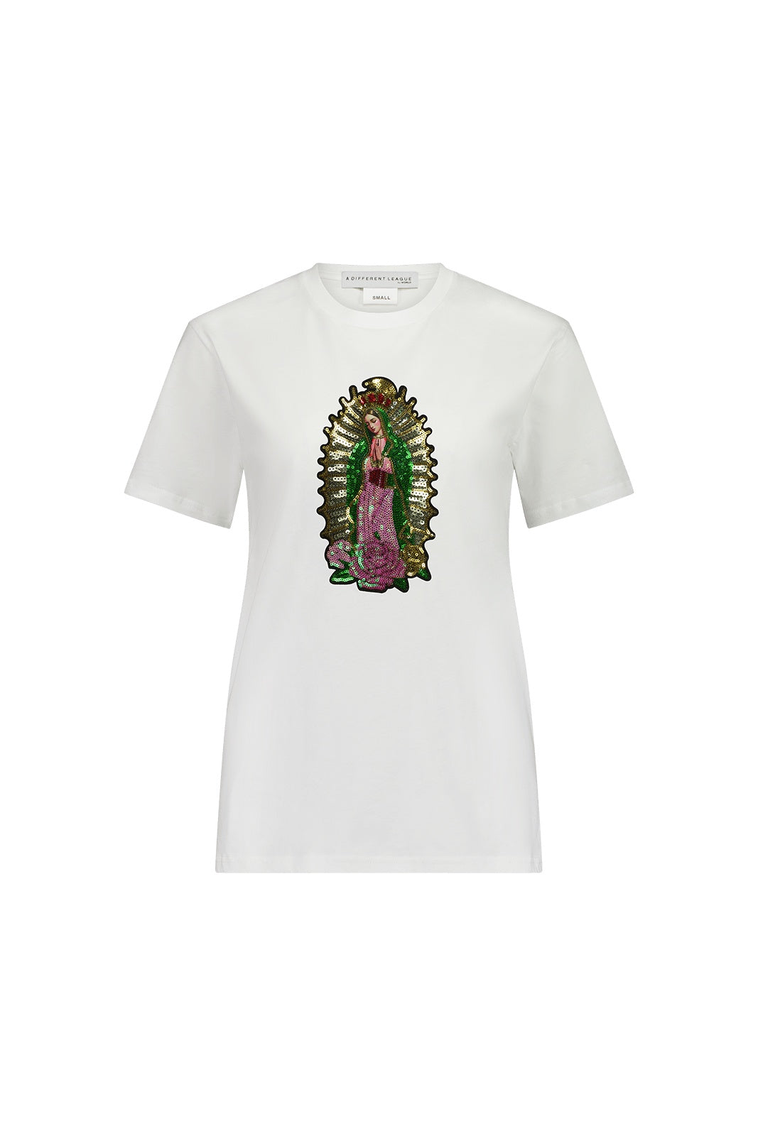 The Different League Sequin Madonna T-Shirt Ecru