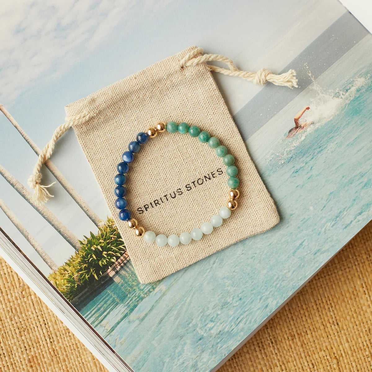 Spiritus Stones - The Halcyon Bracelet with Aquamarine, Amazonite & Kyanite