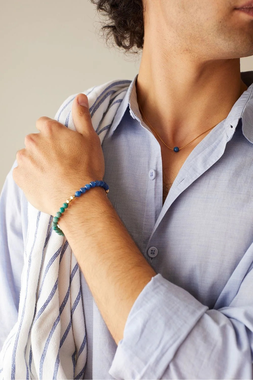 Spiritus Stones - The Halcyon Bracelet with Aquamarine, Amazonite & Kyanite