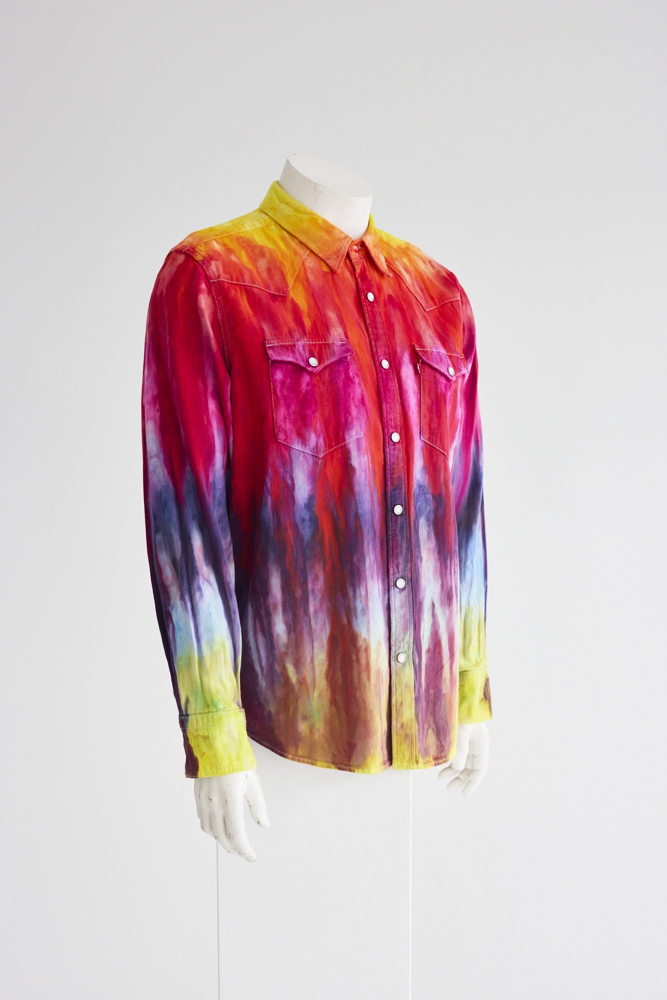 WORLD Loves James Power - Chromatic Event I - Ice Dye Levi's Barstow Western Shirt - Limited Edition