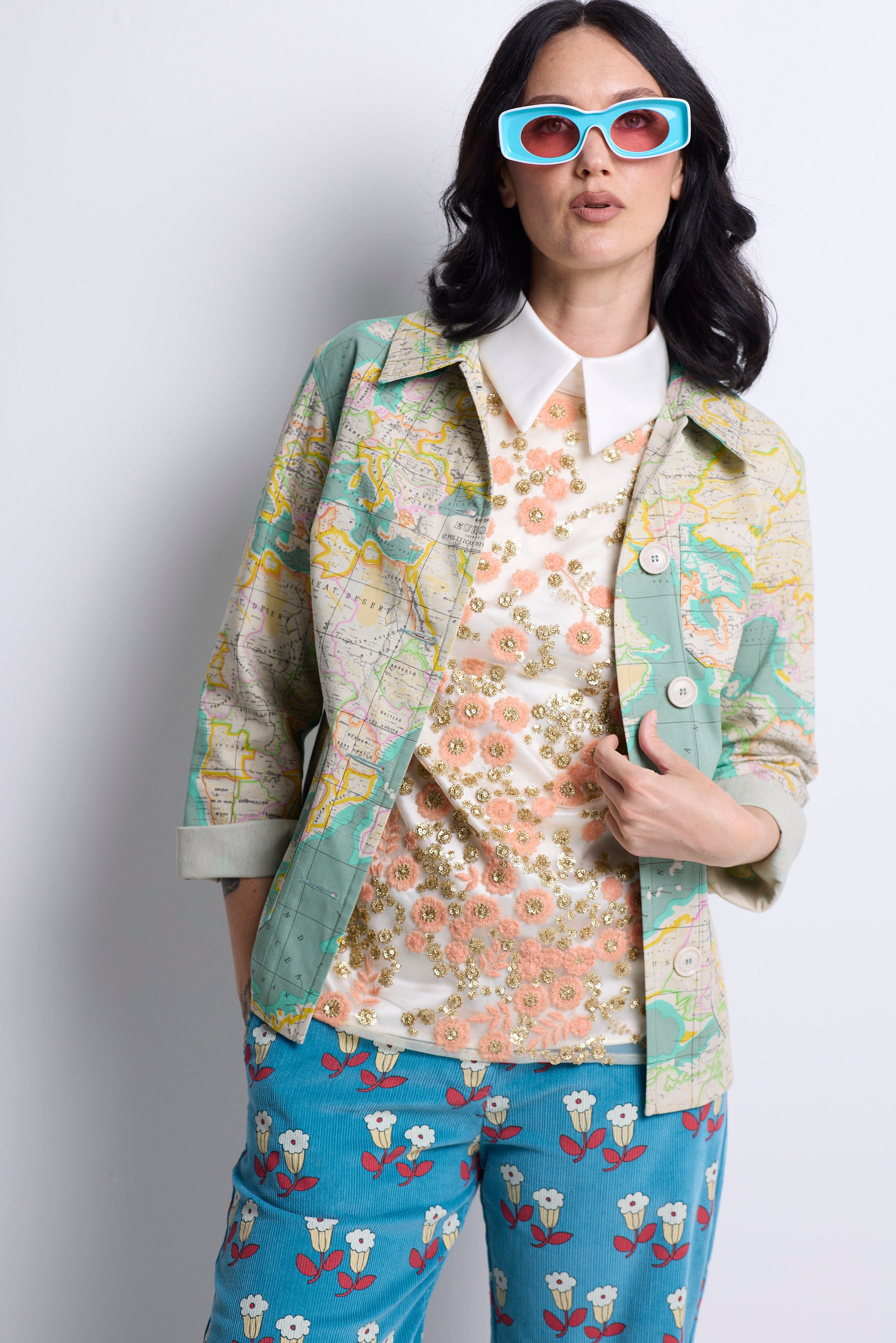 WORLD 5568 Franny Jacket World Map