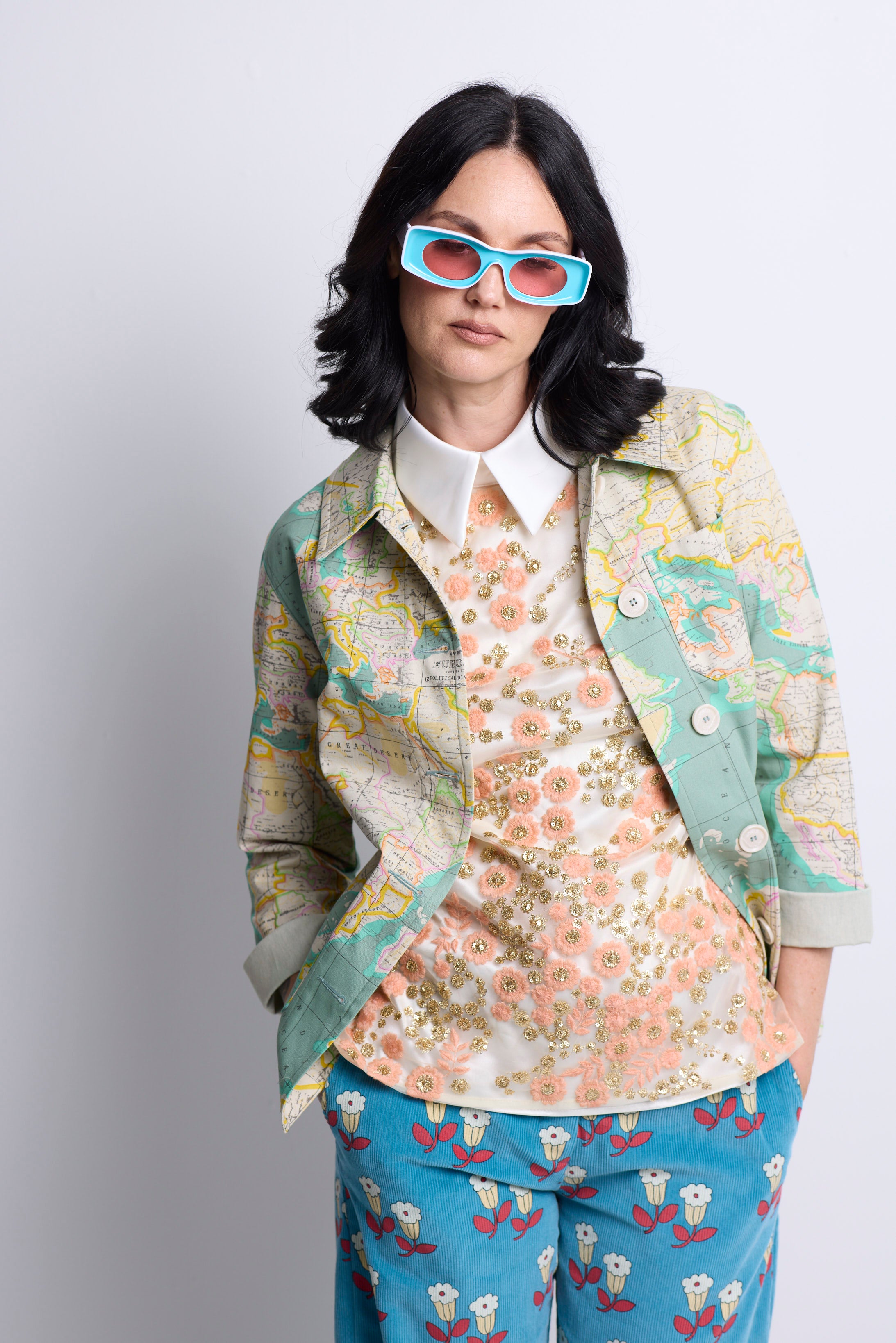 WORLD 5568 Franny Jacket World Map